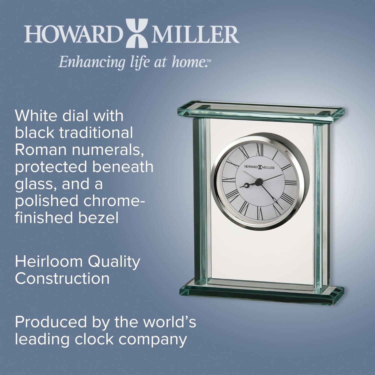 Cooper Traditional Roman Numeral Metal Quartz Movement / Crystal Tabletop Clock with Alarm in Clear