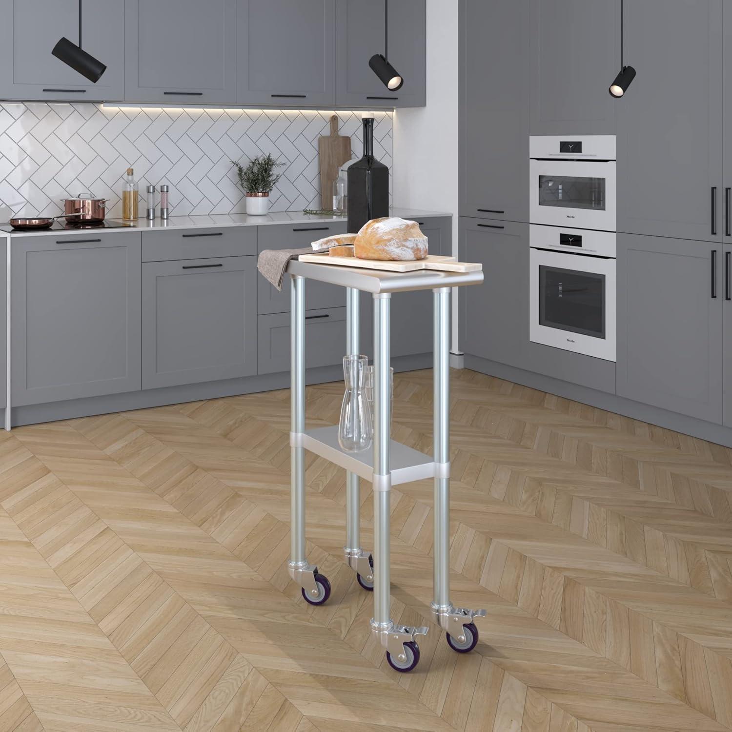 Amgood 24 in. x 18 in. Stainless Steel Table With Wheels