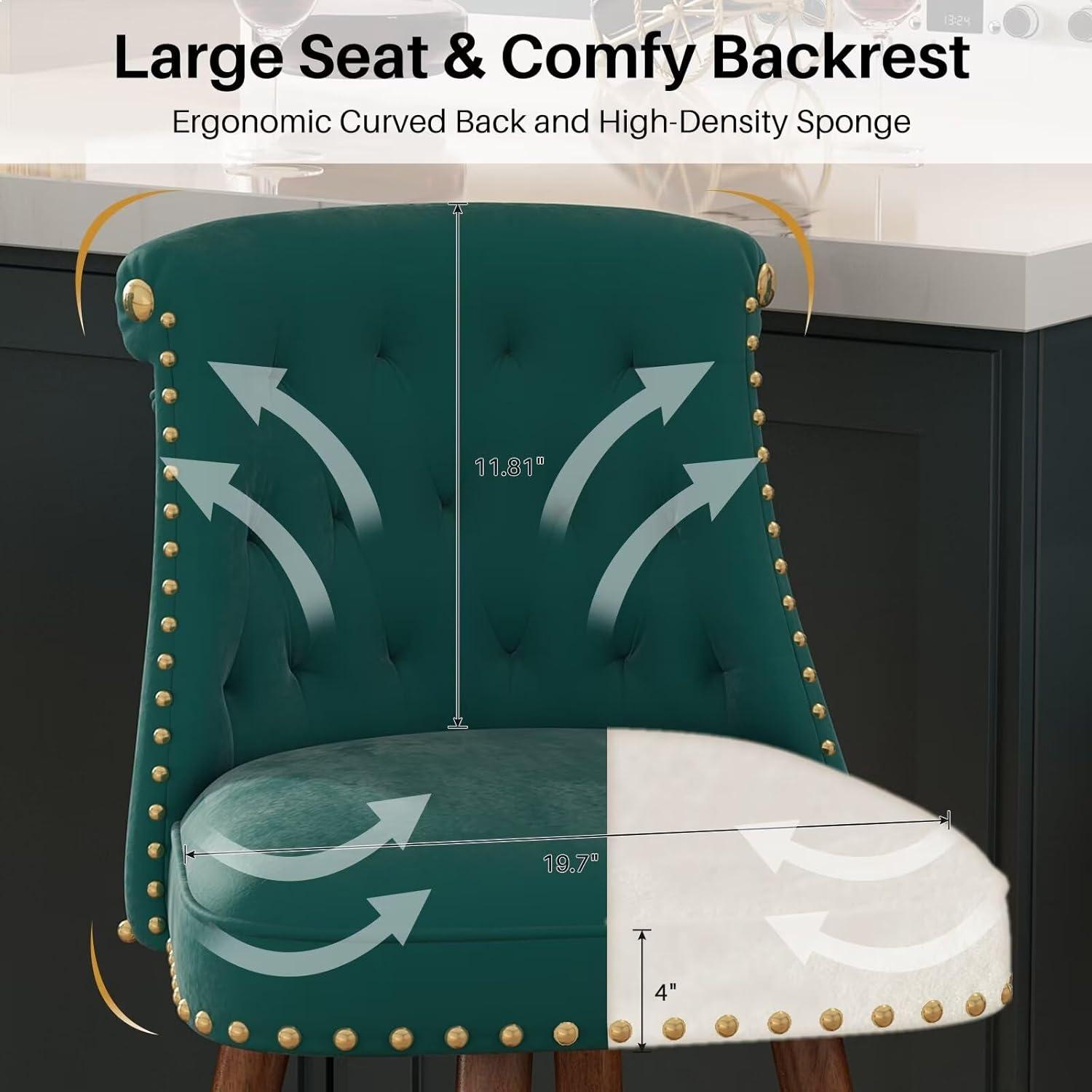 Everly Quinn Claymont Swivel 24 inch Counter Height Stools  (Set of 2) Upholstered Bar Stools with Back