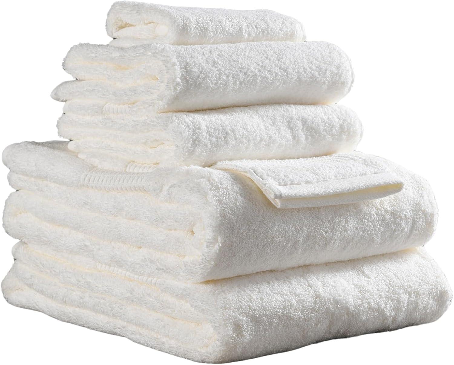 Delilah Home - 100% Organic Bath Towel Set - High Quality, Ultra-Soft, & Absorbent Turkish Organic Cotton Spa Towels - Eco-Friendly & Vegan (Two each 13x13, 16x30, 30x54) Pack of 6, Ivory Towels