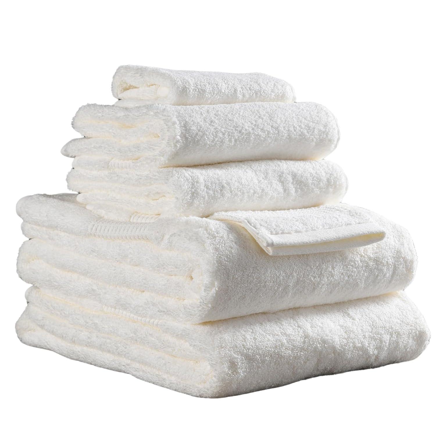 Delilah Home - 100% Organic Bath Towel Set - High Quality, Ultra-Soft, & Absorbent Turkish Organic Cotton Spa Towels - Eco-Friendly & Vegan (Two each 13x13, 16x30, 30x54) Pack of 6, Ivory Towels
