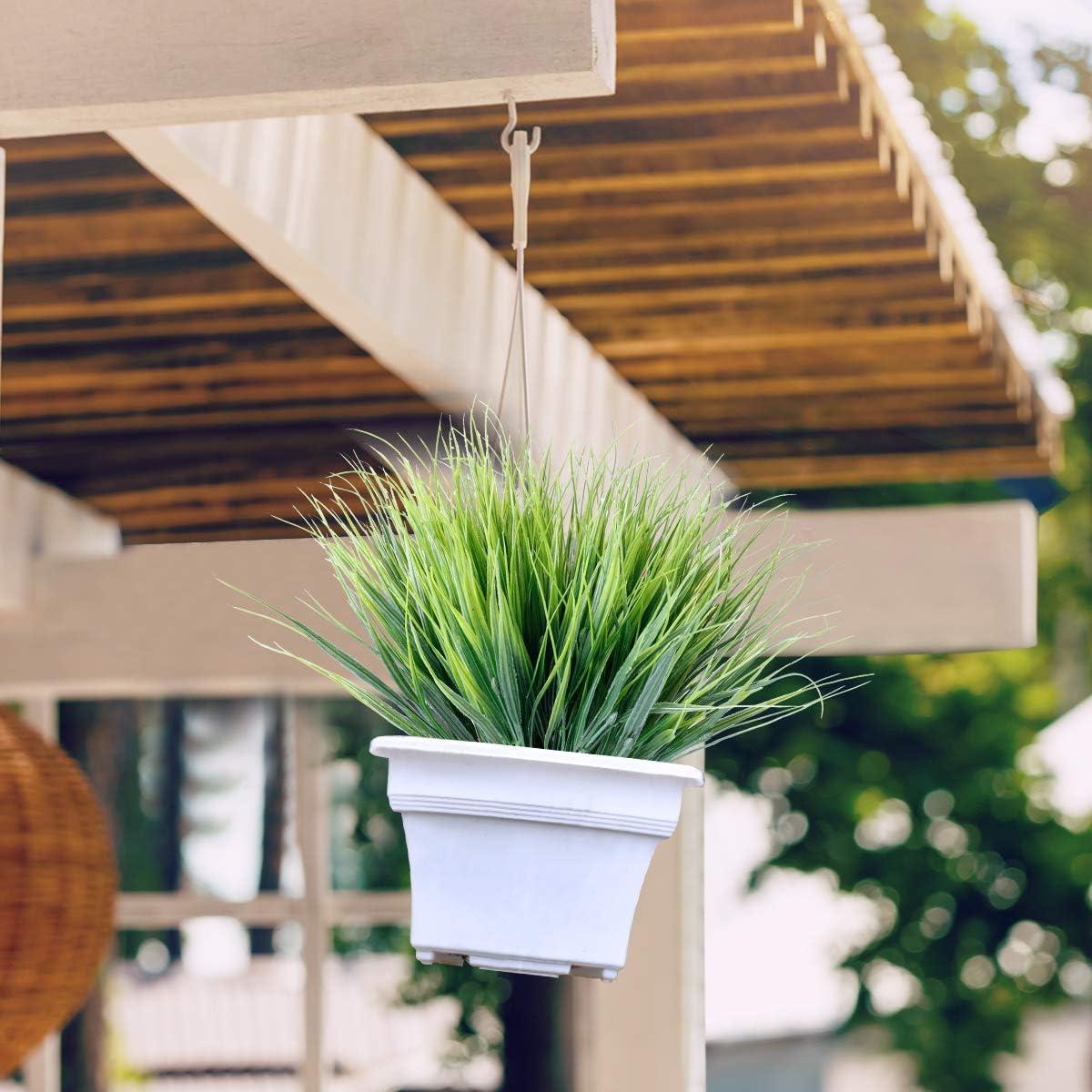 Morttic 12 Bundles Artificial Grasses Outdoor UV Resistant Fake Grass No Fade Faux Plastic Plants Garden Window Box Decorating(Green Grass)