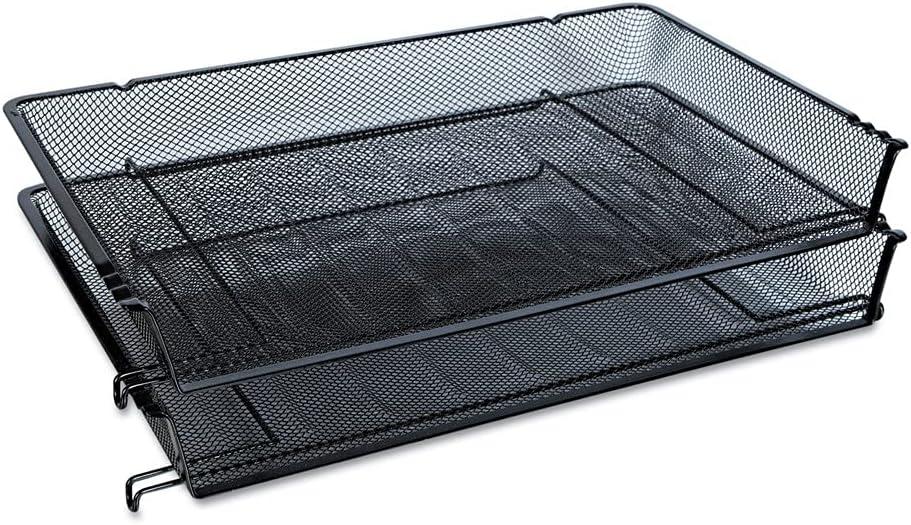 Universal Deluxe Mesh Stacking Side Load Tray, 1 Section, Legal Size Files, 17" x 10.88" x 2.5", Black