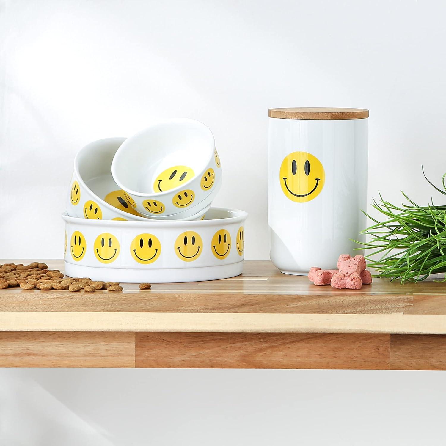 Pet Bowl - Smiley Face Small 4.25Dx2H SET/2