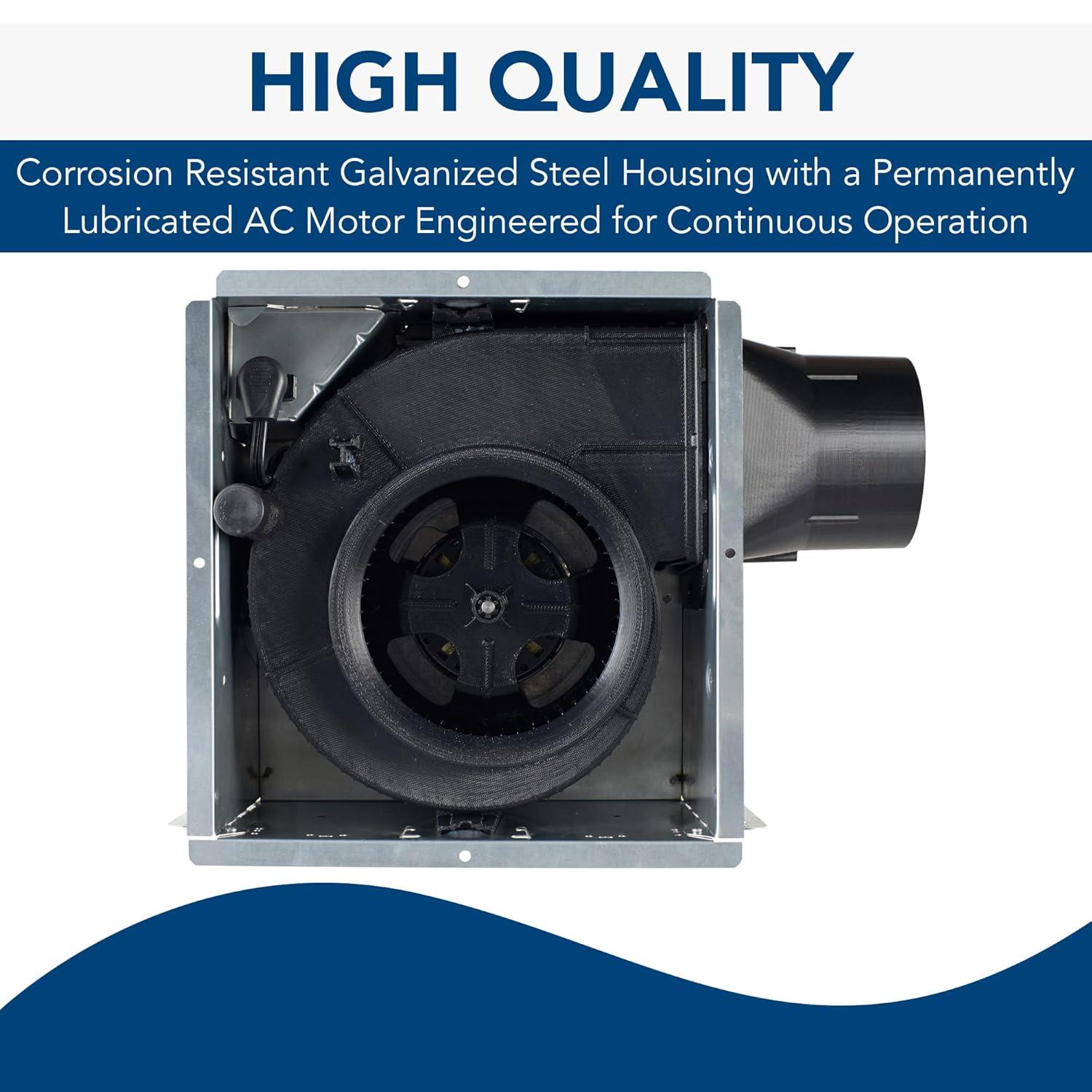 Broan-Nutone AE50 InVent Series Single-Speed Fan, Ceiling Room-Side Installation Bathroom Exhaust Fan, ENERGY STAR Certified, 0.5 Sones, 50 CFM , White , 50 CFM 0.5 Sones