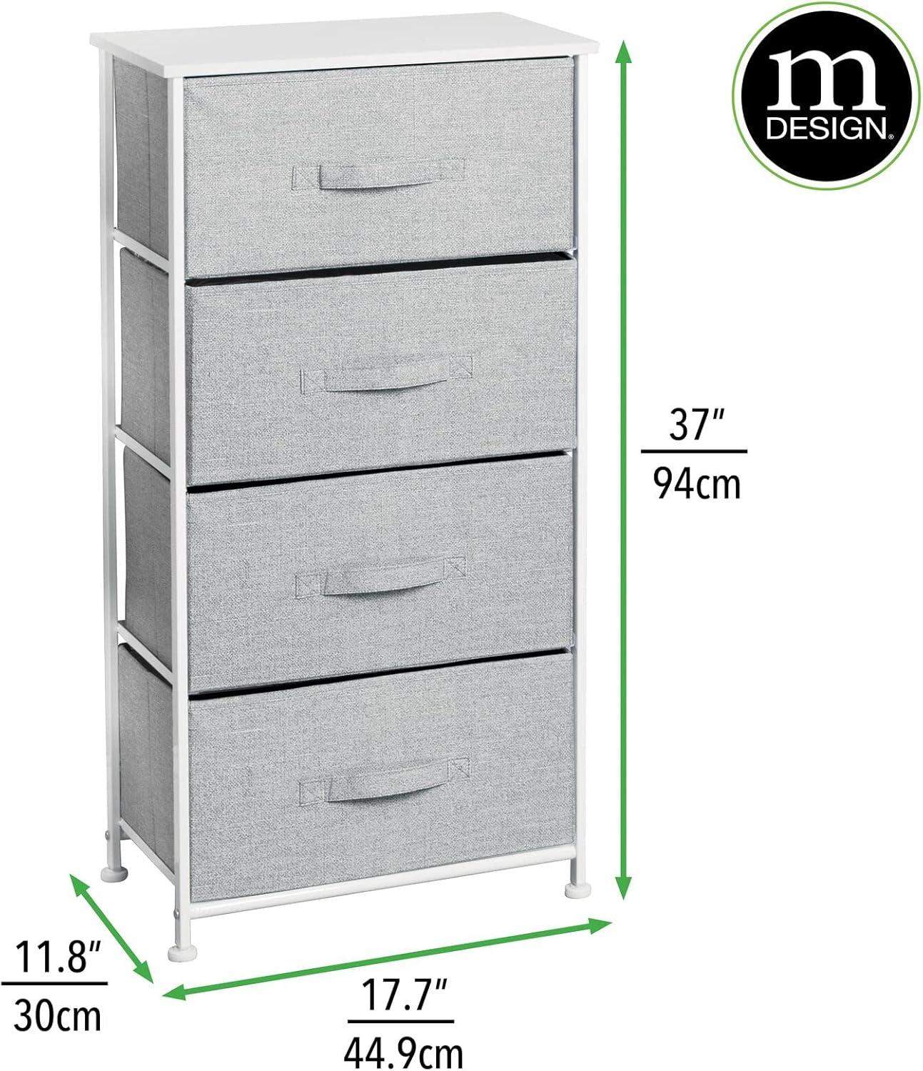 mDesign Tall Dresser Storage Tower Stand with 4 Removable Fabric Drawers - Gray