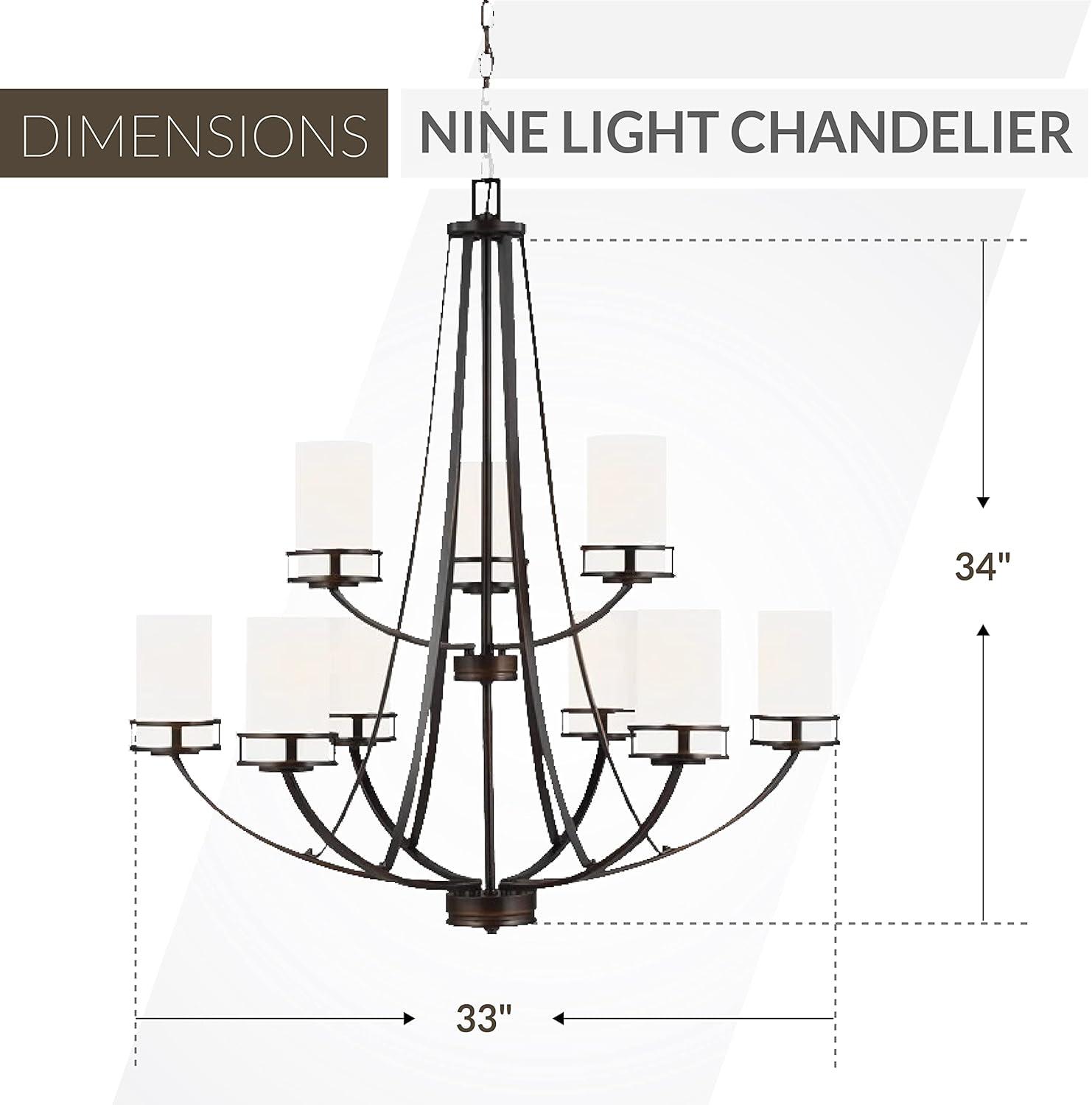 Robie Burnt Sienna 9-Light Incandescent Bronze Chandelier with Etched White Glass