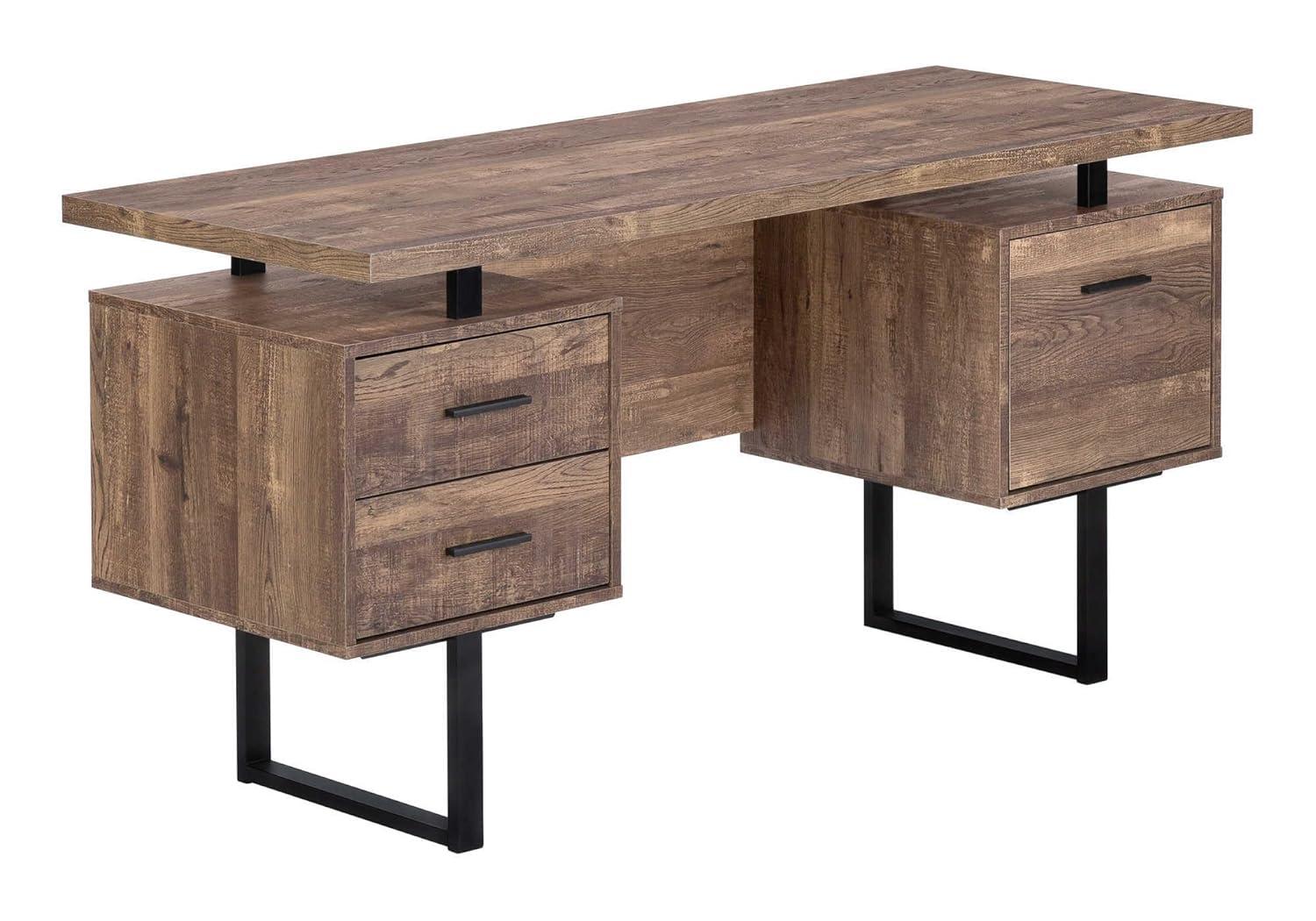 Monarch Specialties Computer Desk, Home Office, Laptop, Left, Right Set-Up, Storage Drawers, 60"L, Metal, Laminate
