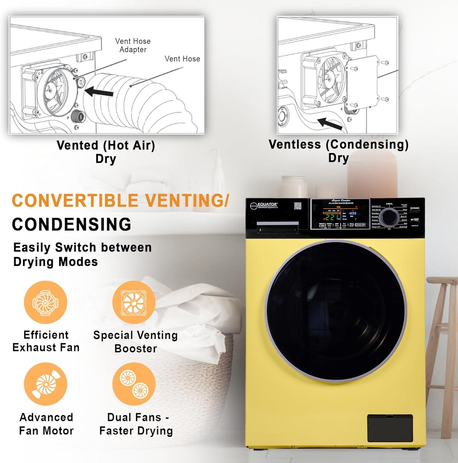 Equator Ver3 Combo Washer Vented/Ventless Dry-1400RPM Color Coded Display Y/B