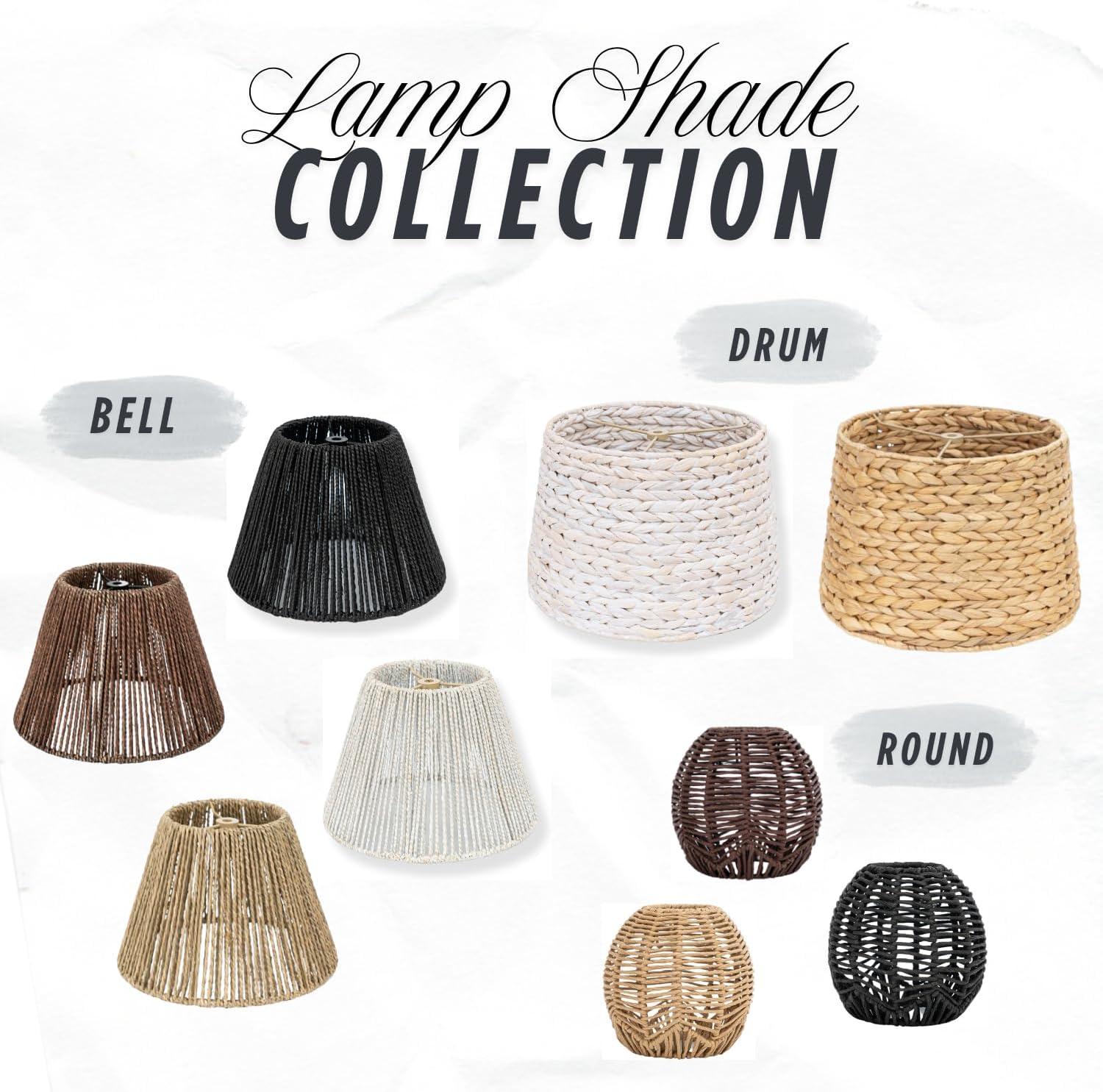 Bayou Breeze Bayou Breeze Farmhouse Water Hyacinth Drum Lamp Shades for Table Lamps, Wicker Pendant Light Shade Replacement, Rustic Light Fixture Cover, Woven Chandelier Replacement Shades for Living Room, Kitchen, Desk Decor, Spider Fitter