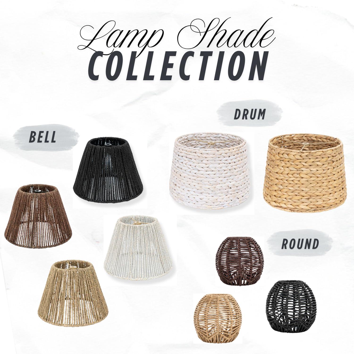 Bayou Breeze Bayou Breeze Farmhouse Water Hyacinth Drum Lamp Shades for Table Lamps, Wicker Pendant Light Shade Replacement, Rustic Light Fixture Cover, Woven Chandelier Replacement Shades for Living Room, Kitchen, Desk Decor, Spider Fitter