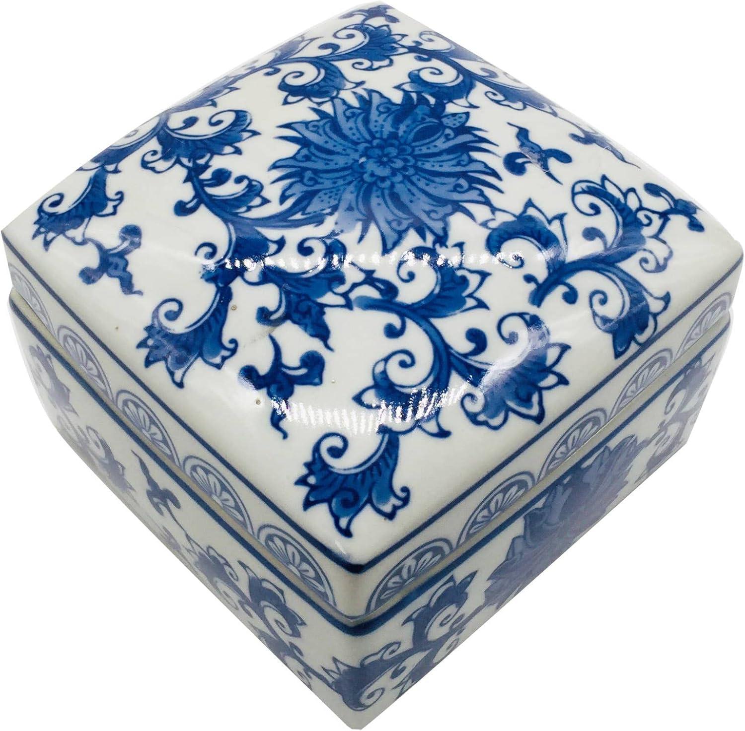 Chinoiserie Square Ceramic Box