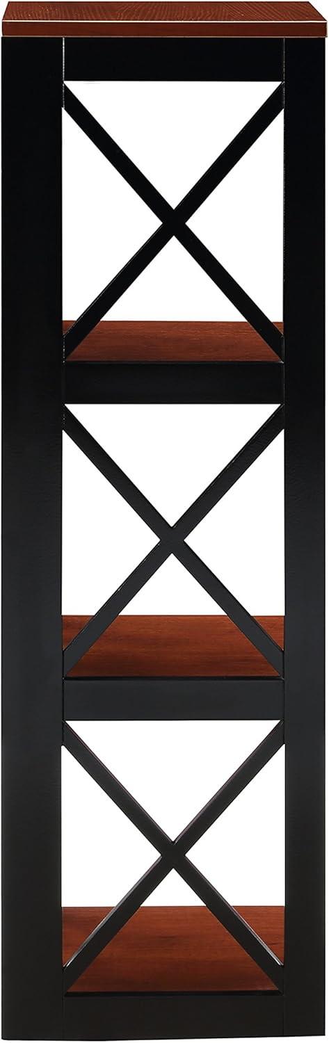 3 Tier Corner Bookcase, Cherry / Black