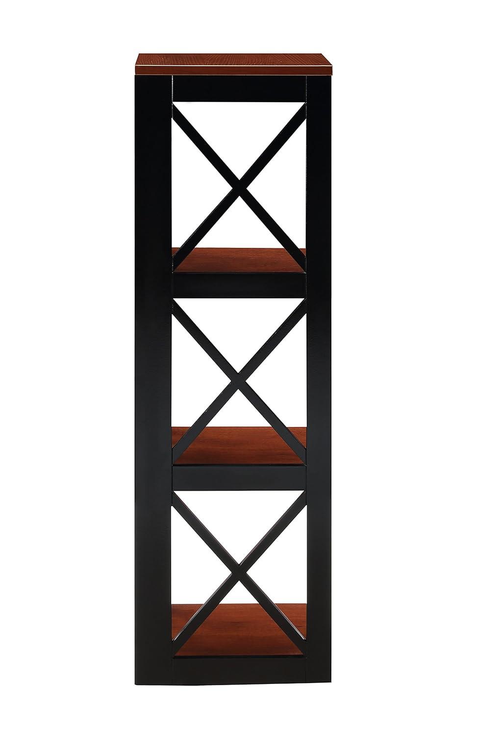 3 Tier Corner Bookcase, Cherry / Black