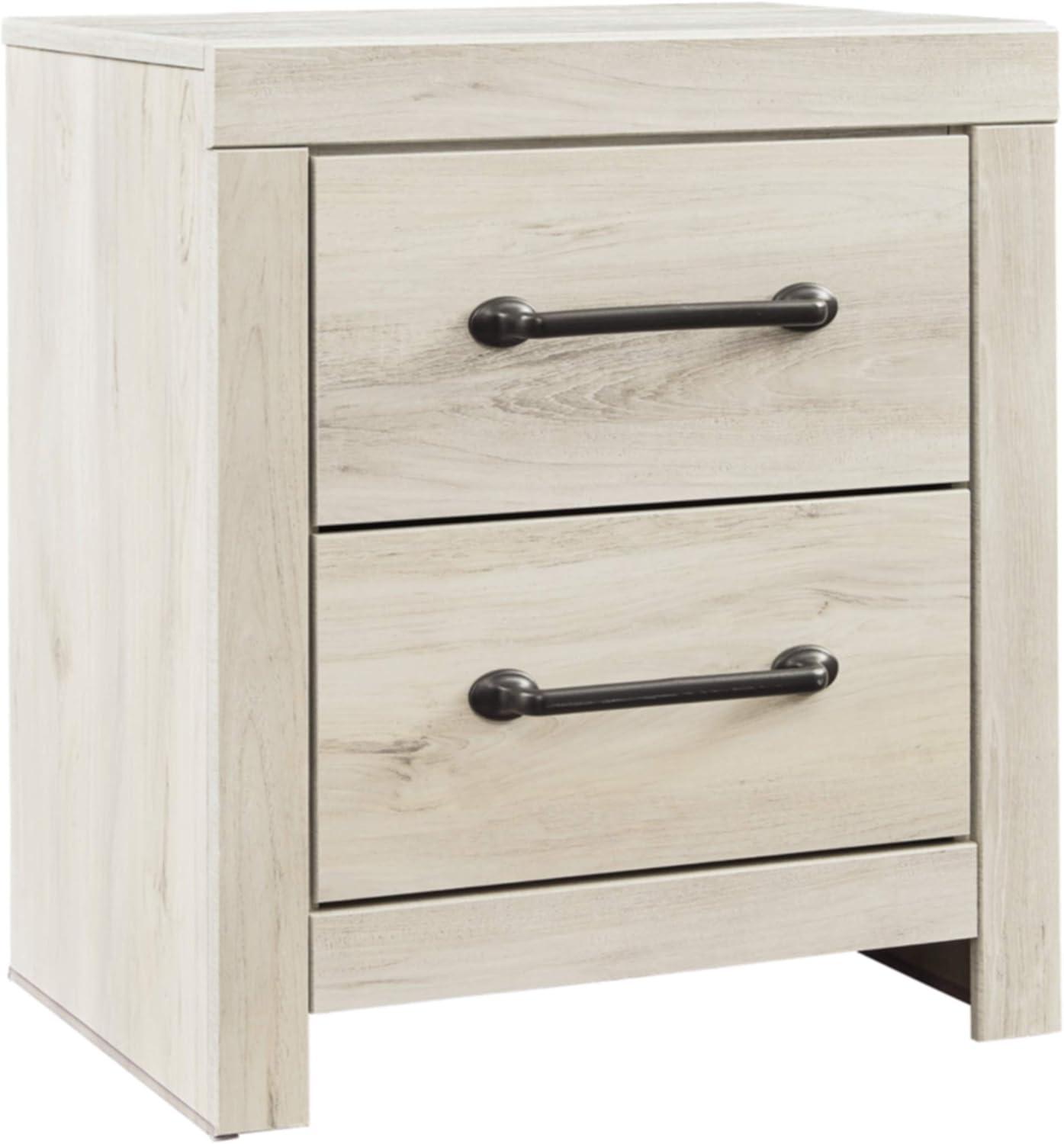 Cambeck Nightstand White - Signature Design by Ashley: Industrial Style Bedside Table with USB Ports & Storage