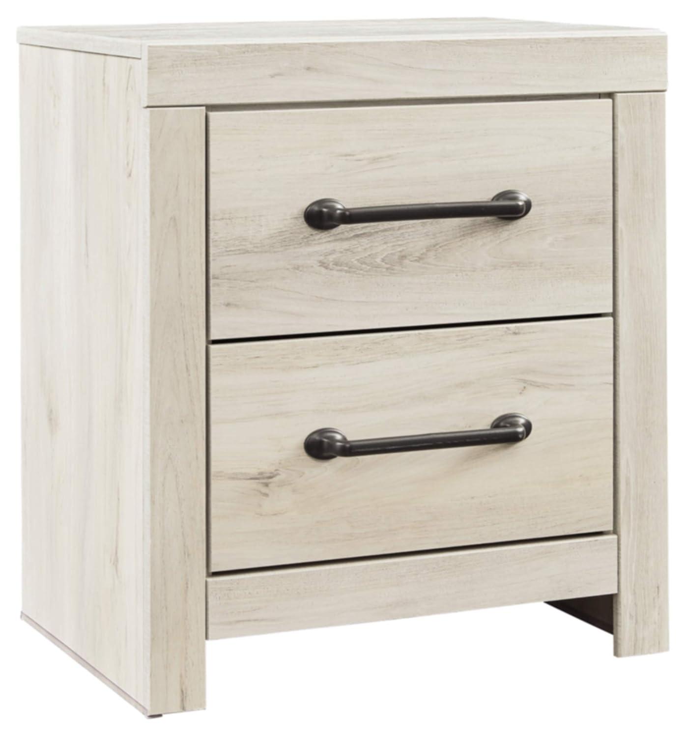 Cambeck Nightstand White - Signature Design by Ashley: Industrial Style Bedside Table with USB Ports & Storage