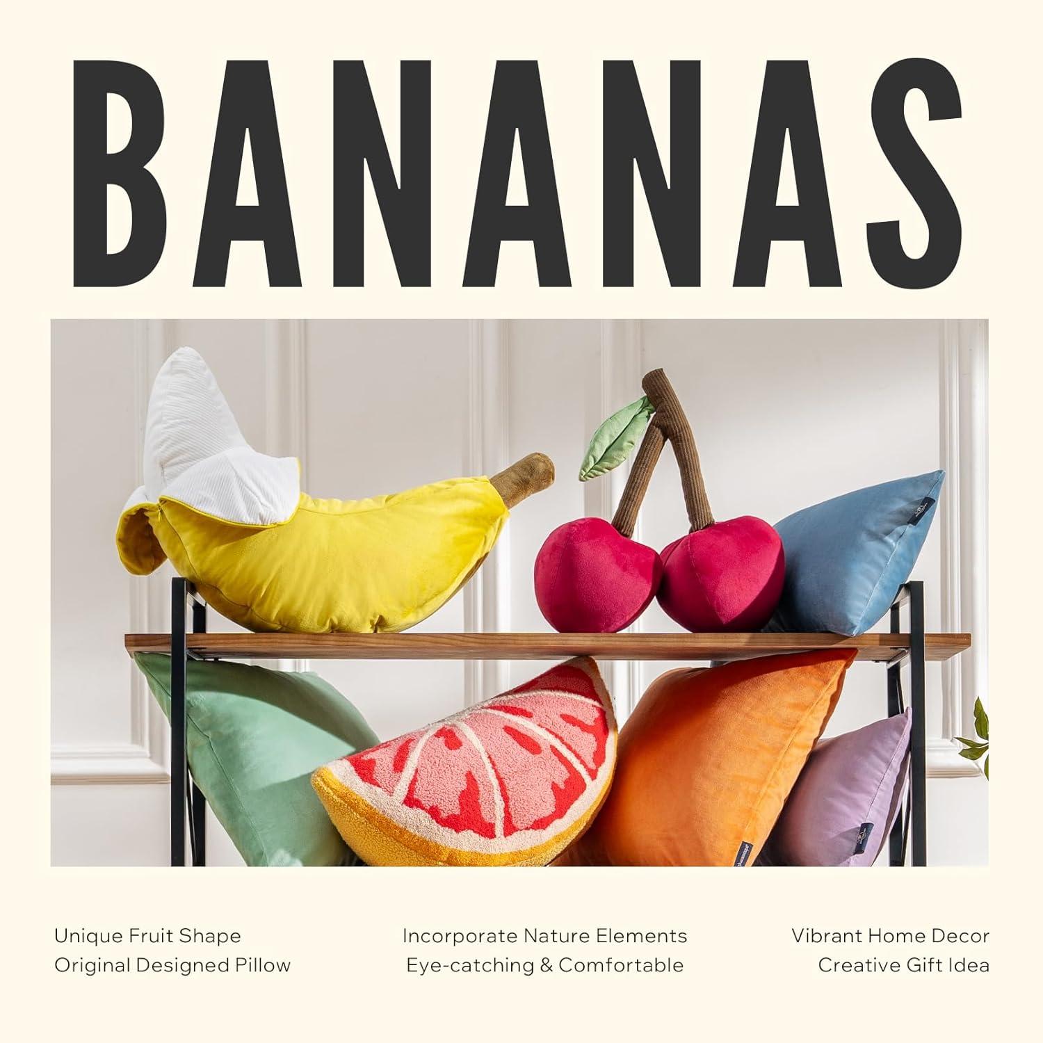 Phantoscope Fruit Shaped Pillows Series Lemon Shaped Throw Pillow, Fun Home Decor of Fruit Themed Shaped Cushions, Decorative Shaped Pillow for Couch Bed and Chair, Yellow, 10 x11.5 inches