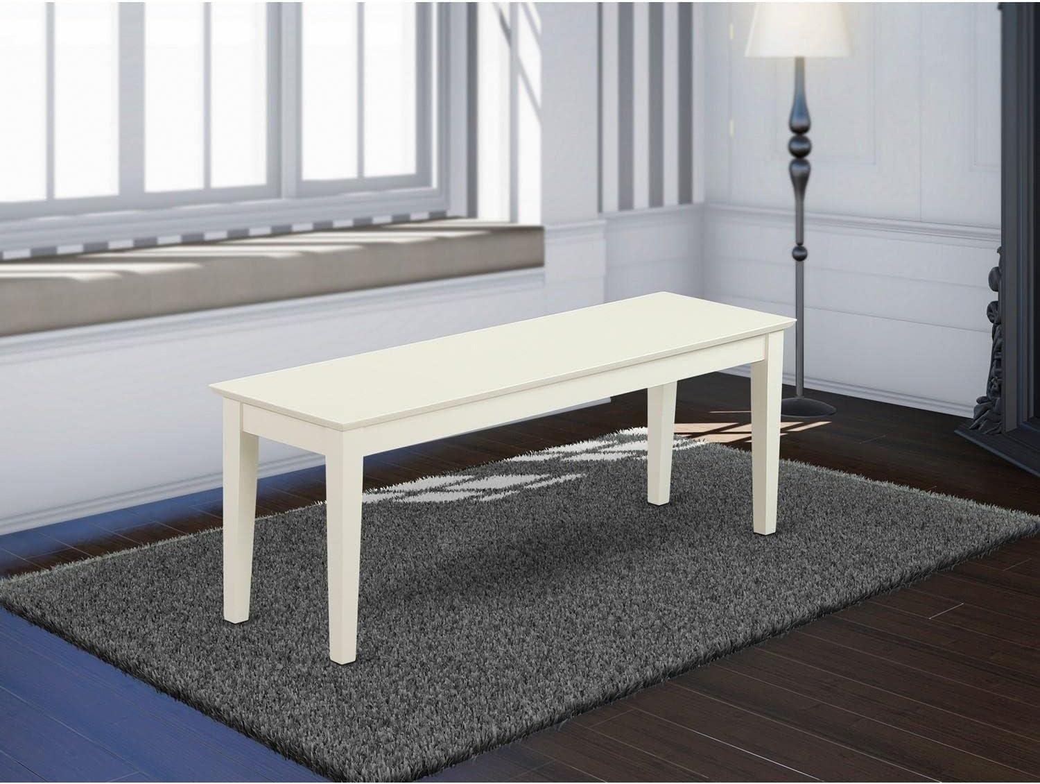 Capri Linen White Rectangle Wood Dining Bench