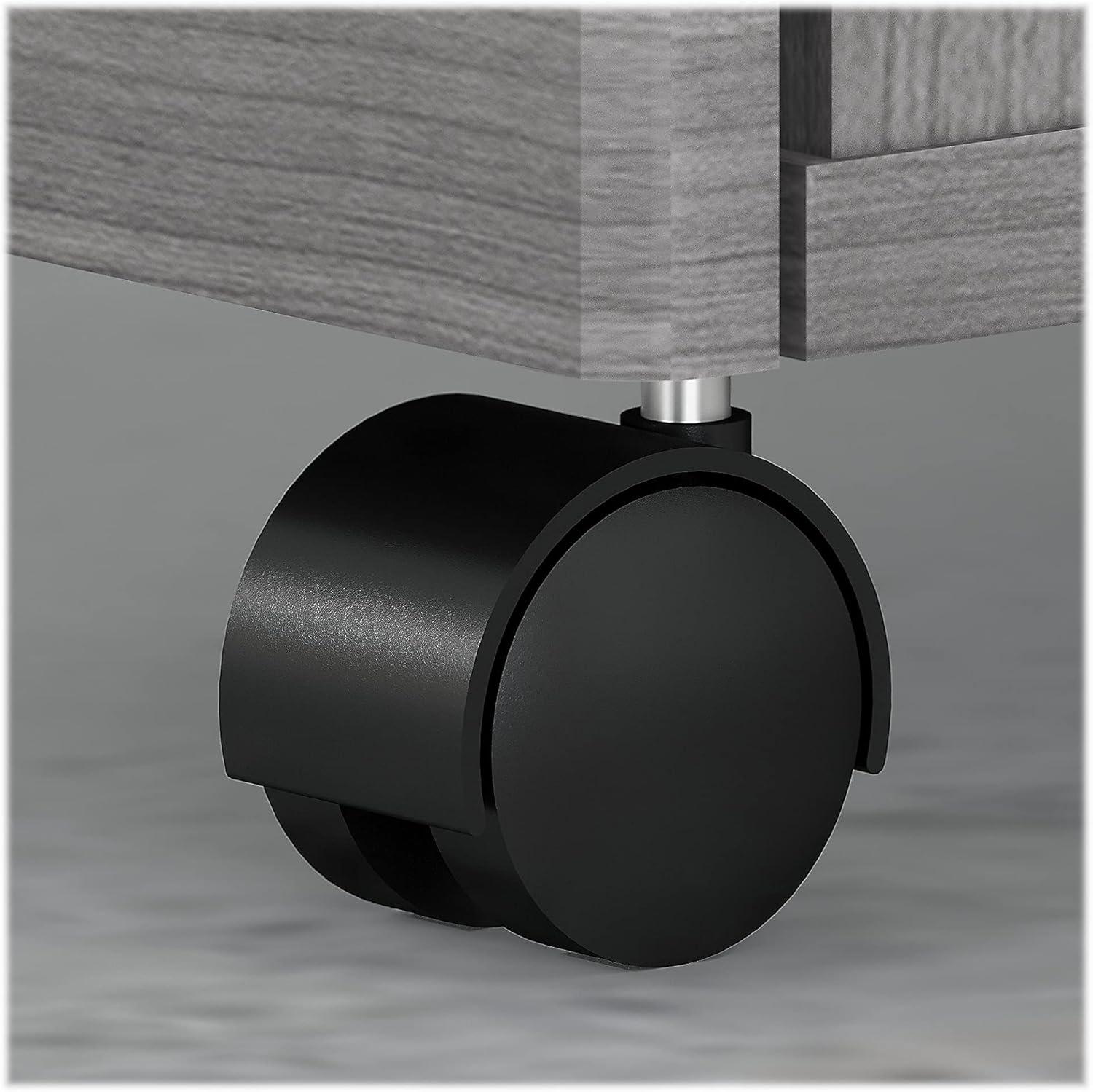 Studio C 72W x 36D Bow Front Desk and Credenza with Mobile File Cabinets