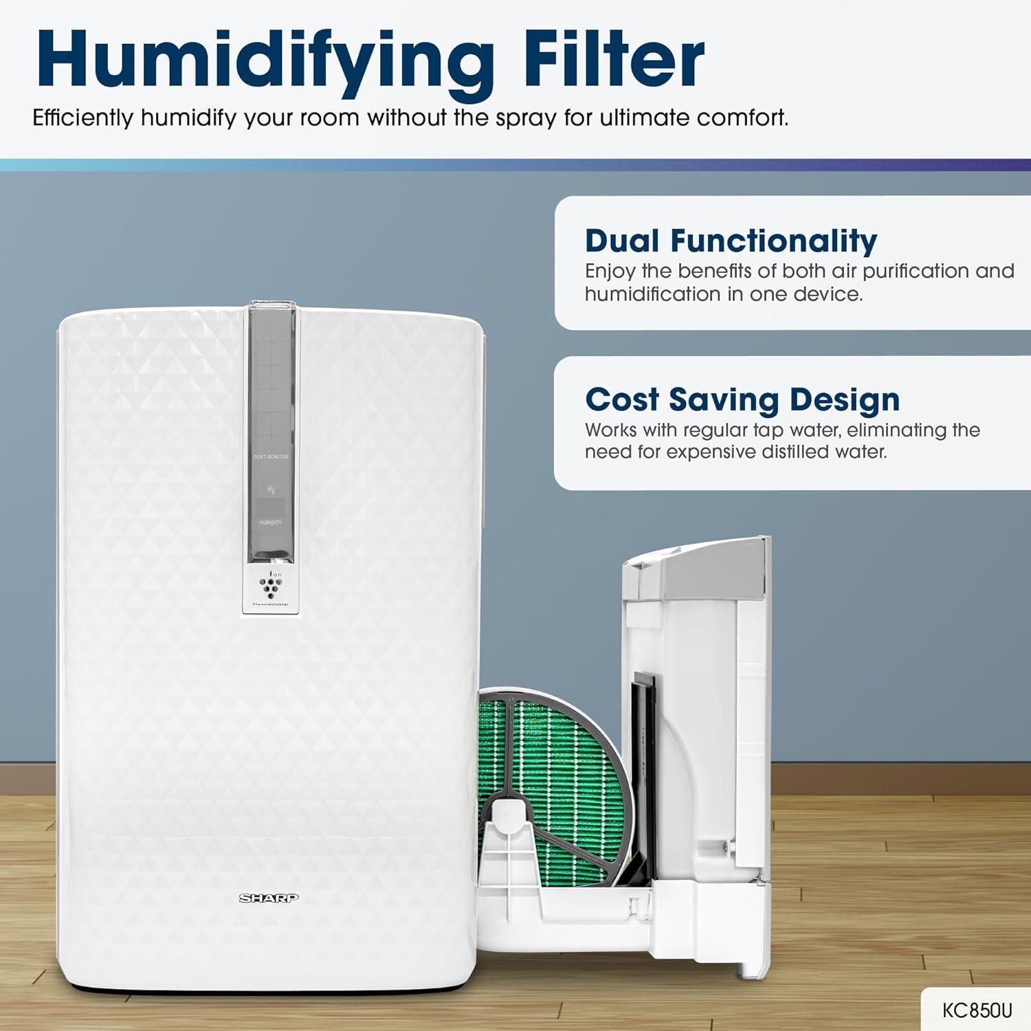 Sharp Triple Action Plasmacluster Air Purifier with Humidifying Function (254 sq. ft.)