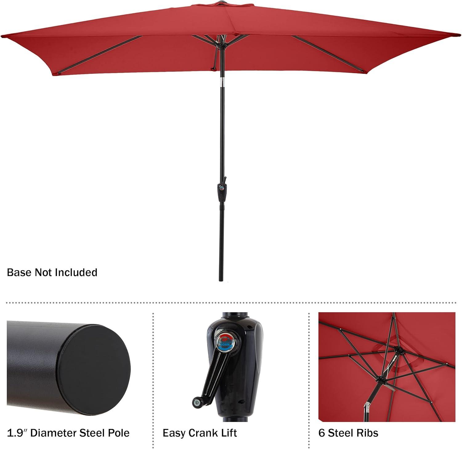 Rectangular Patio Umbrella - 10 Ft Easy Crank Sun Shade with Push Button Tilt for Outdoor Furniture, Deck, Backyard, or Pool by Pure Garden (Red)