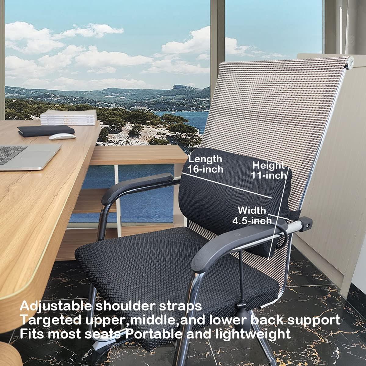 Inflatable Lumbar Support Pillow for Car Seat and Office Chair,Back Support Cushion with Air Pump for Reducing Lower Back Pain(Black)