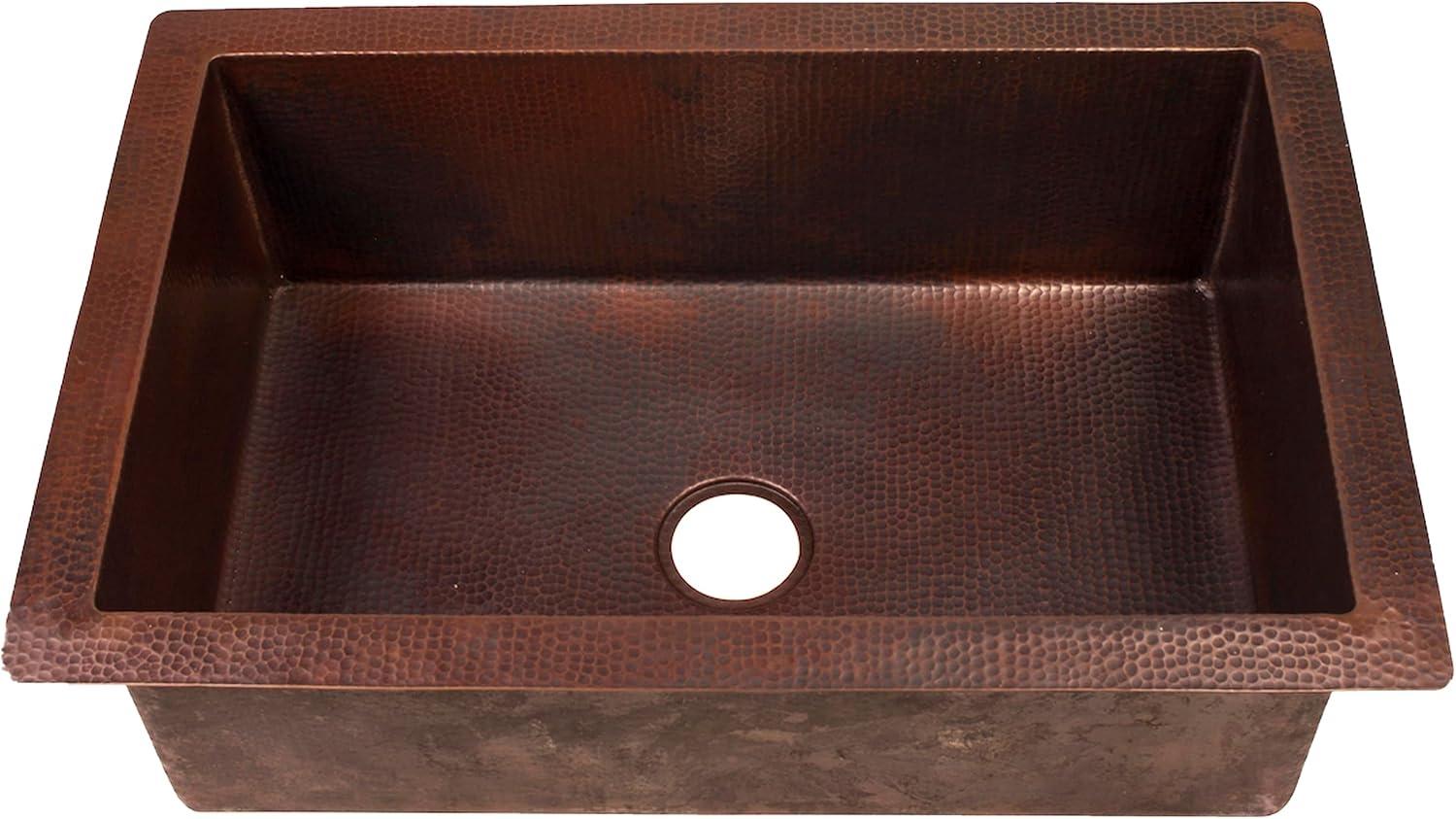 Guadalajara 33'' L Undermount Single Bowl Copper Kitchen Sink