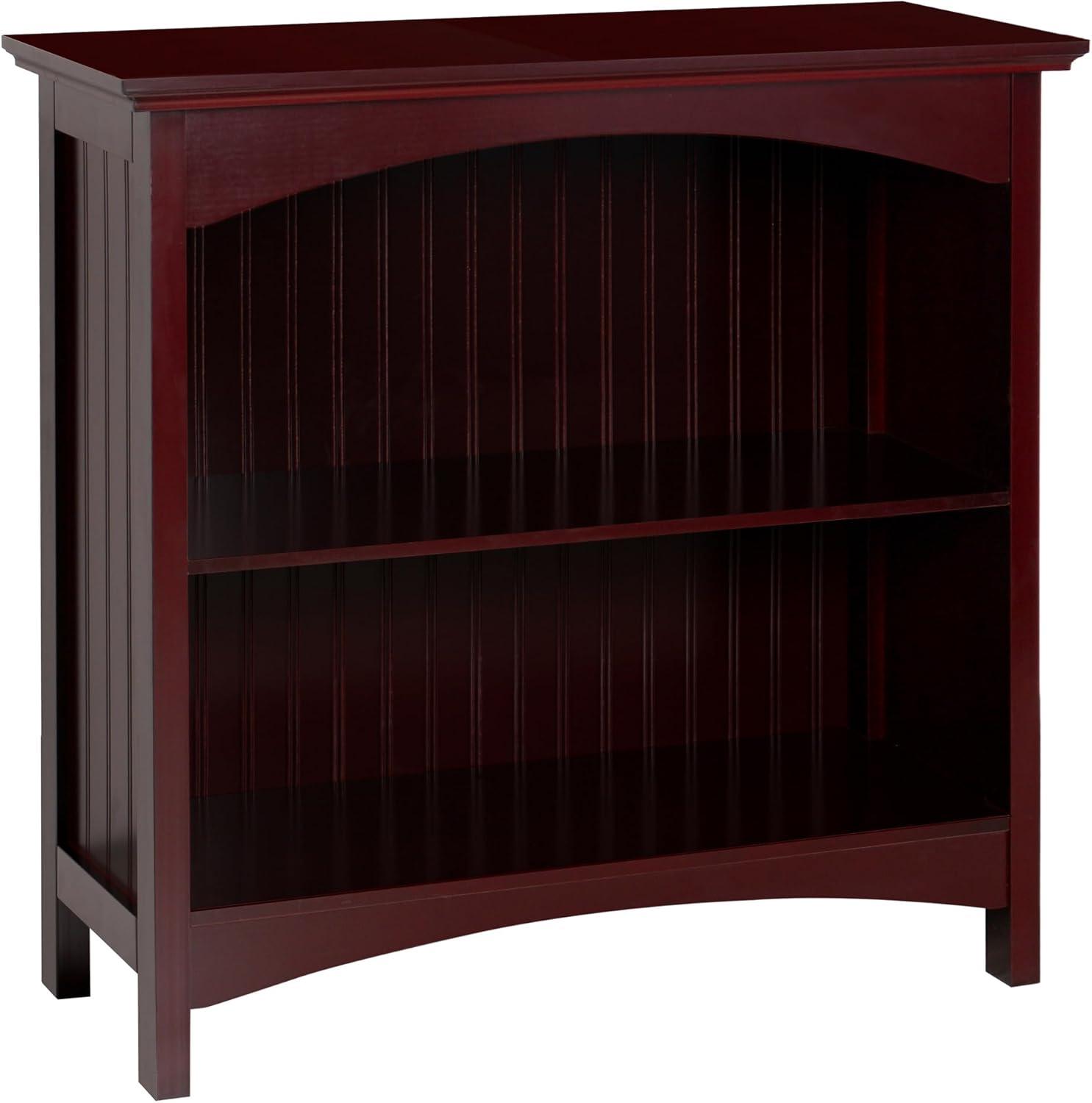 eHemco 2 Tier Storage Shelf Bookcase with 2 Arched Supports, 29 Inches Height, Cherry