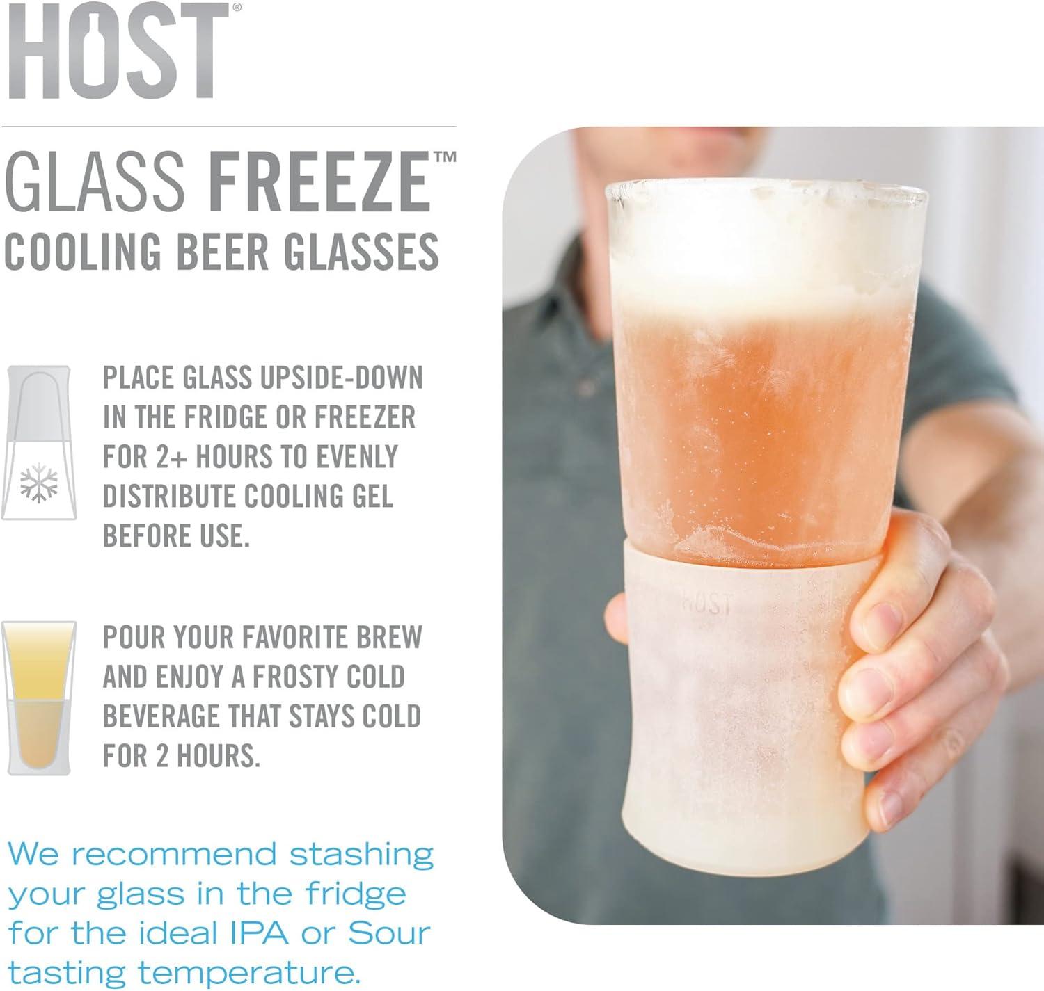 Glass Beer FREEZE Cooling Cups (Set of 2)