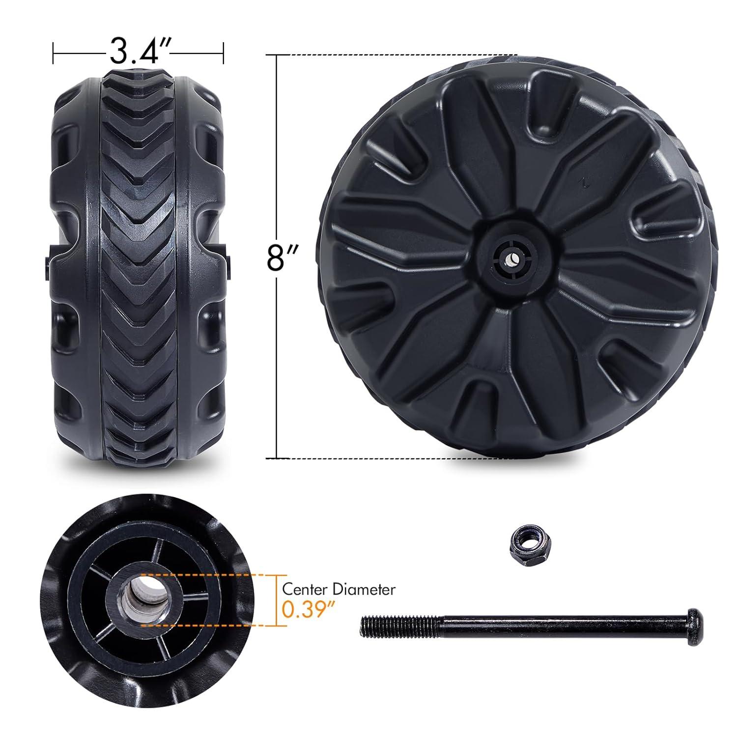 PORTAL Wagon Wheels Replacement 8" Diameter X 3.4" Wide for Utility Wagon Cart