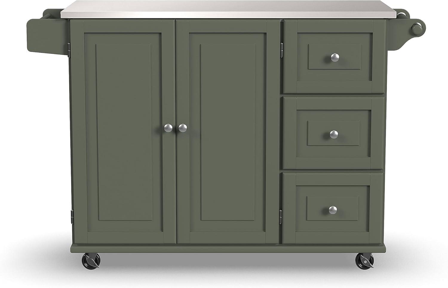 Homestyles Dolly Madison Engineered Wood Kitchen Cart in Sage Green/Nickel