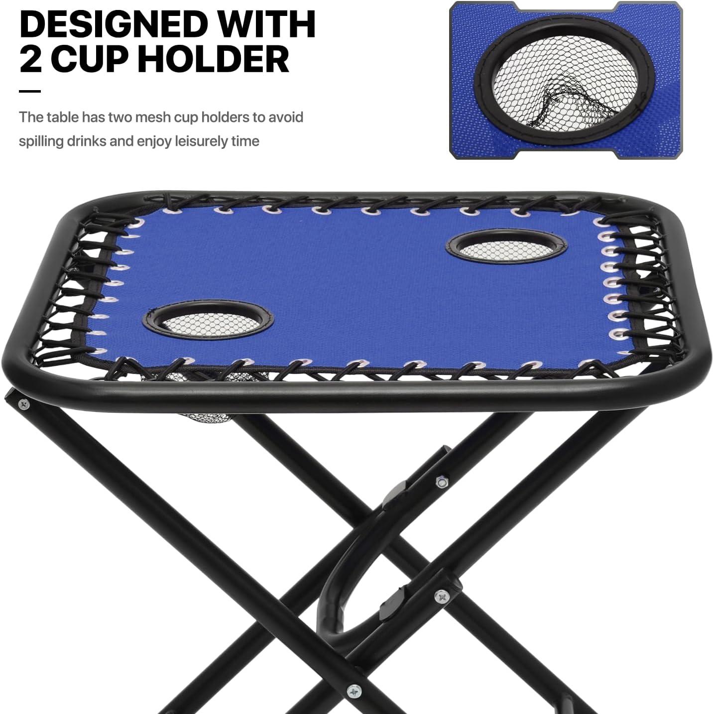 MoNiBloom Lounge Beach Chairs Set of 3 for Outside, Zero Gravity Camping Chairs with Side Table, Pillow and Tray, Blue