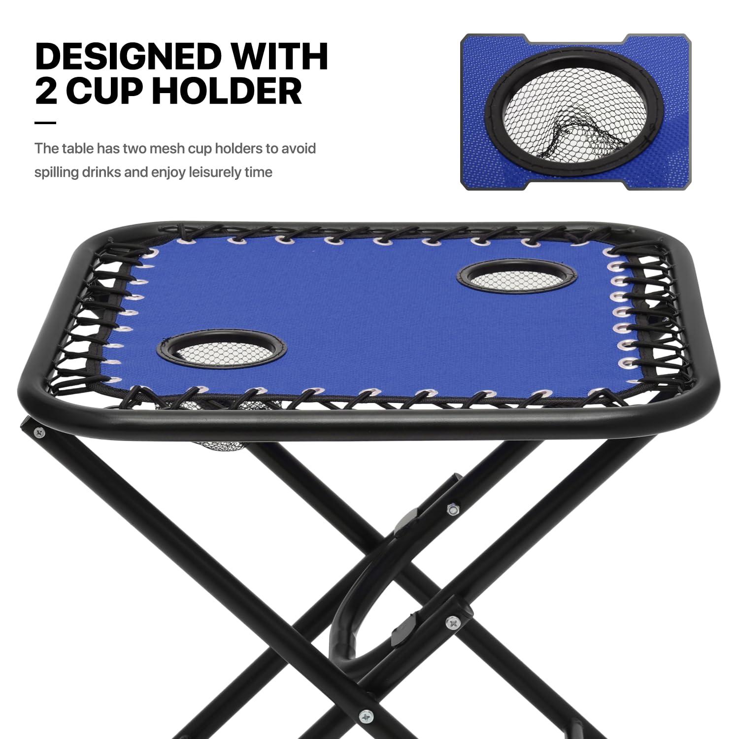 MoNiBloom Lounge Beach Chairs Set of 3 for Outside, Zero Gravity Camping Chairs with Side Table, Pillow and Tray, Blue