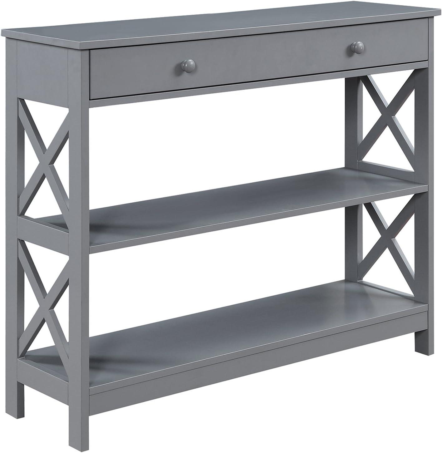 Oxford Gray 40" Wood Console Table with Storage Shelf and Drawer