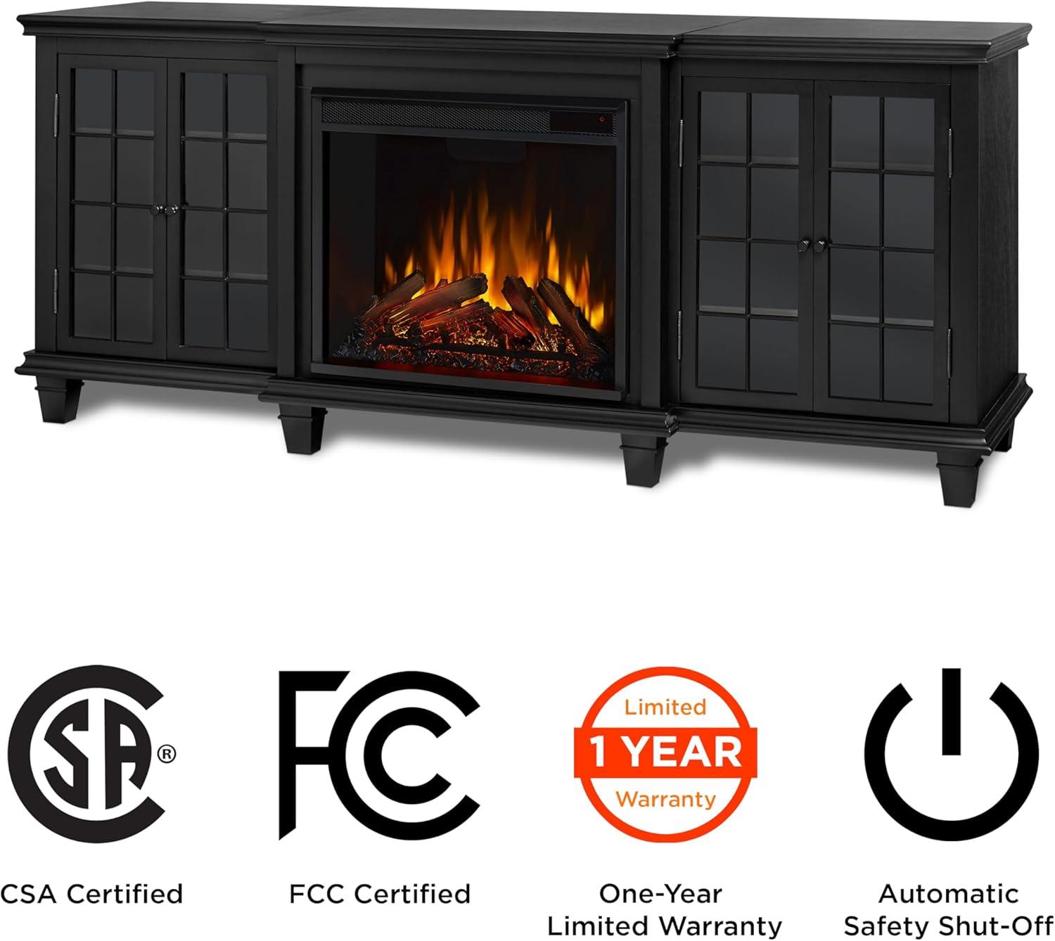 Marlowe 70" Electric Fireplace TV Stand in Black by Real Flame