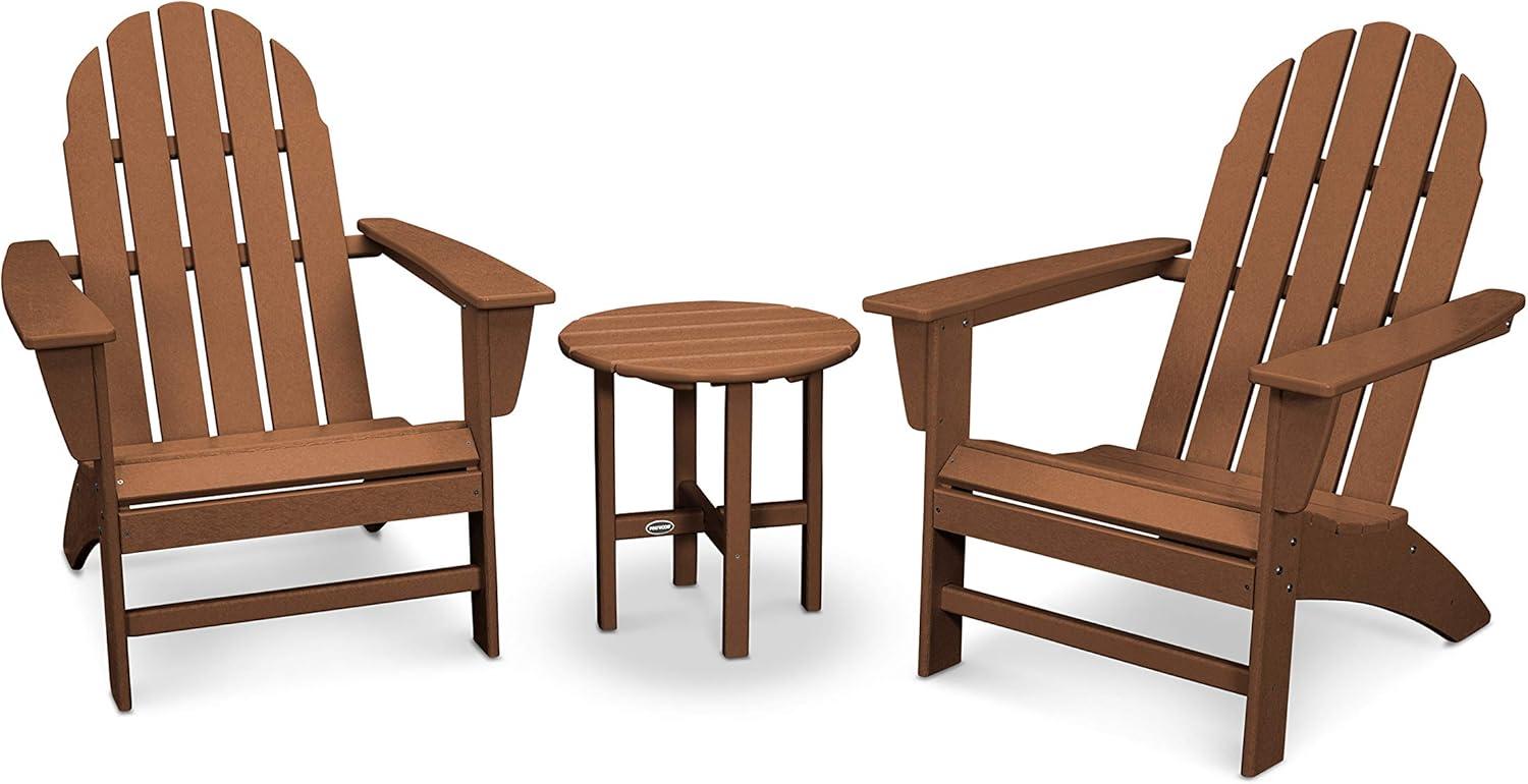 Teak 3-Piece Adirondack Chair Set with Round Side Table