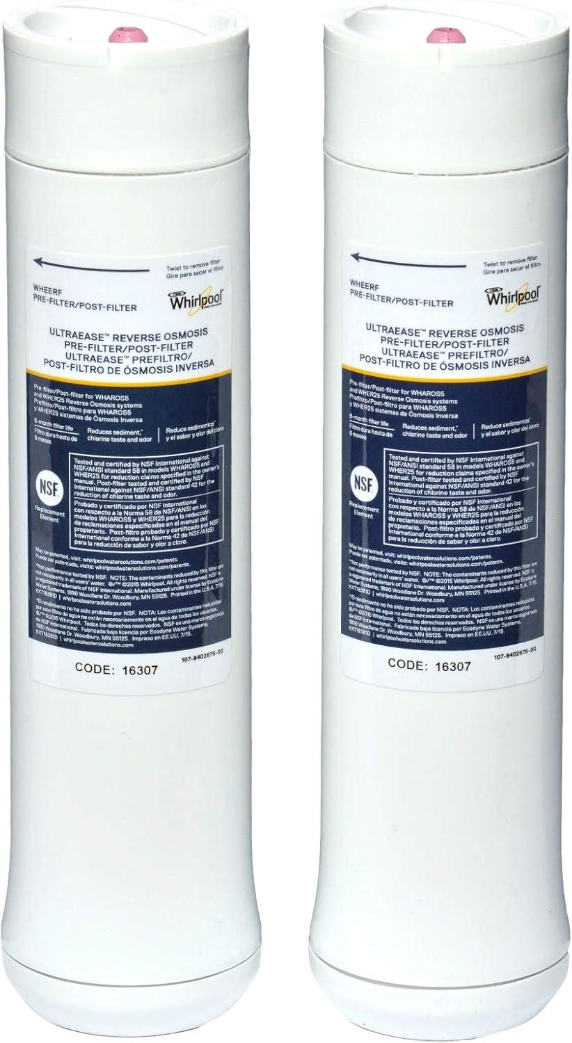 Whirlpool White Reverse Osmosis Water Filter Cartridges, Pack of 2