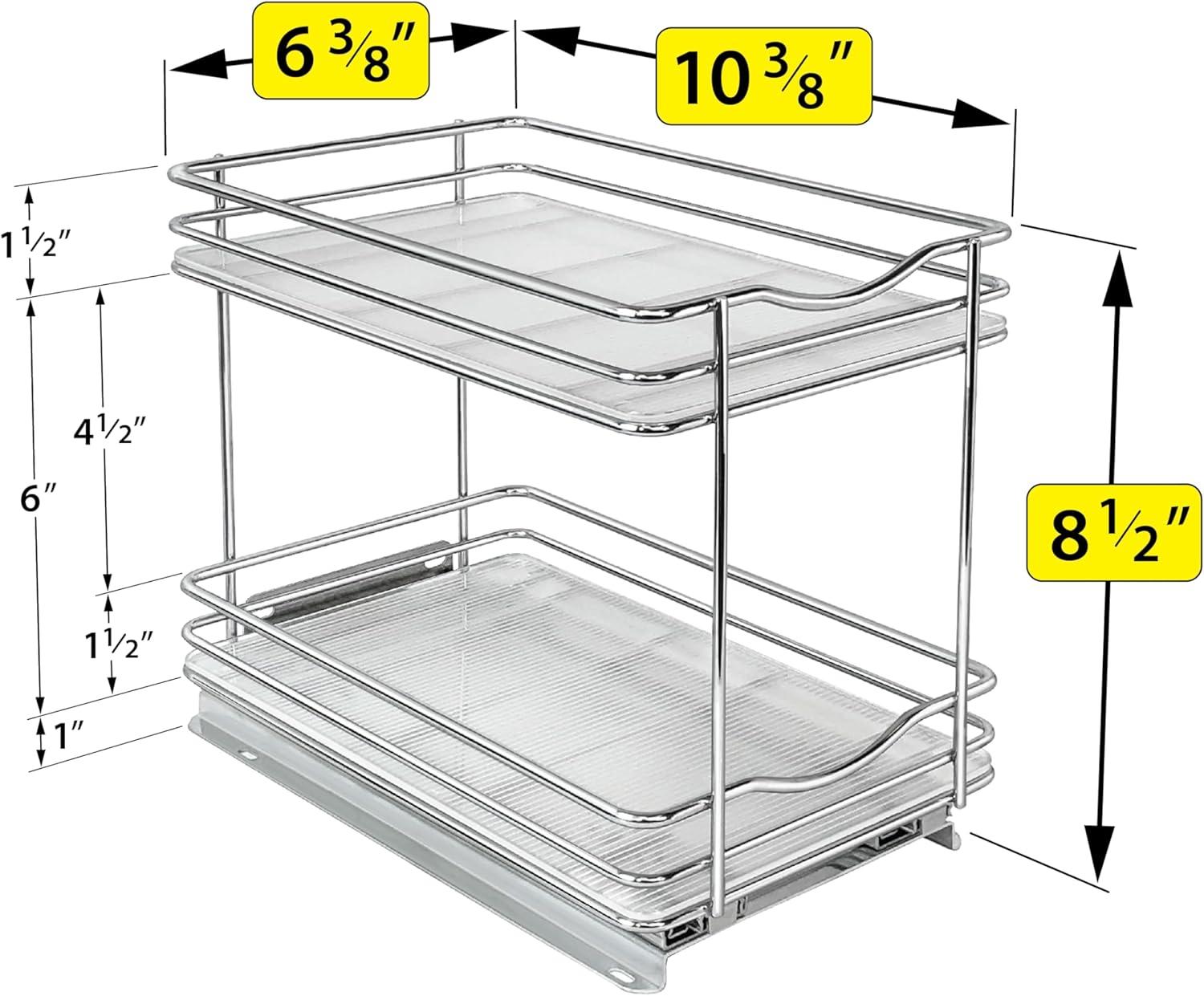 LYNK PROFESSIONAL® Pull Out Spice Rack Organizer for Cabinet - 2 Tier, Chrome