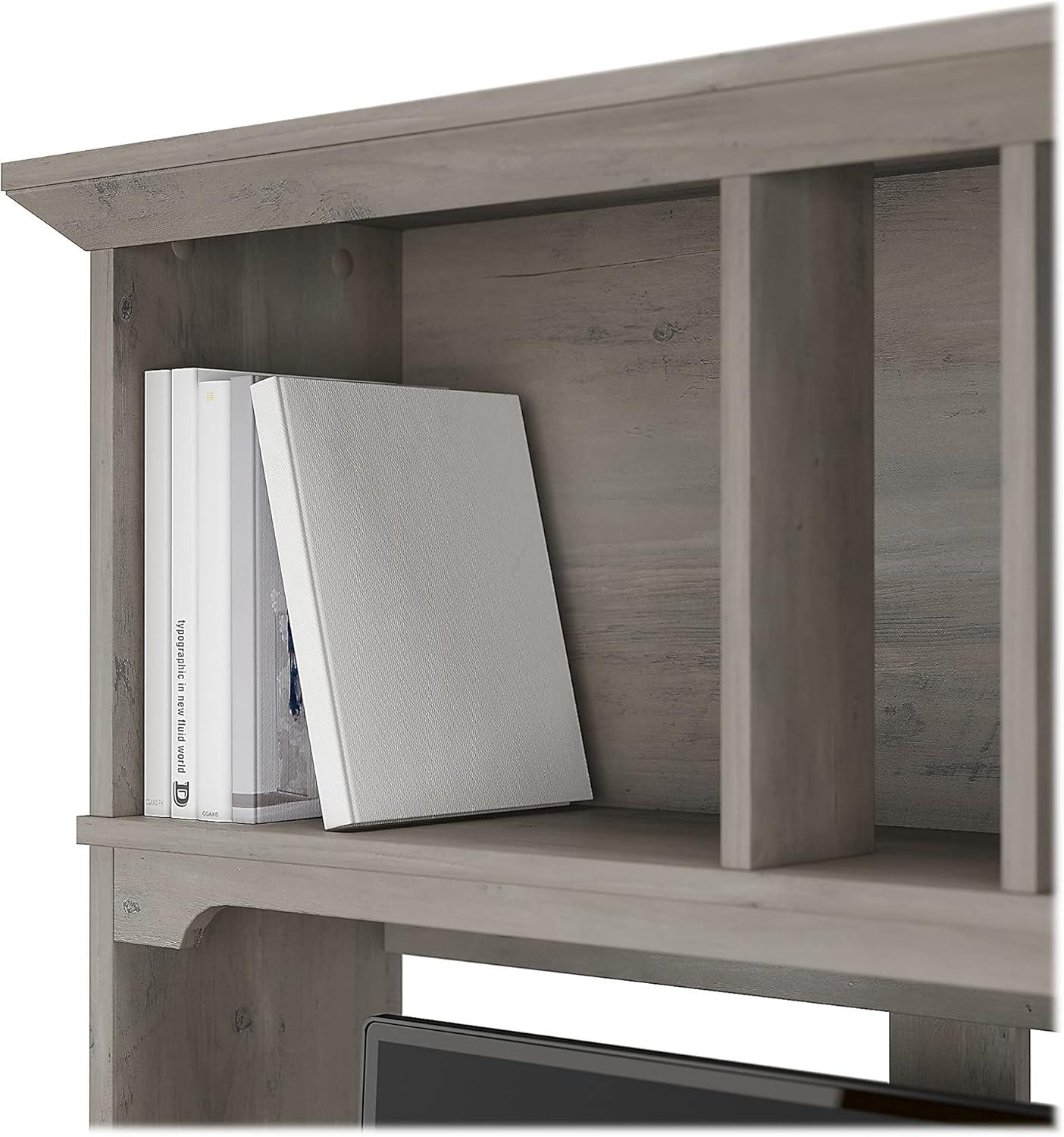 Bush Furniture Salinas Hutch for L Desk, Driftwood Gray
