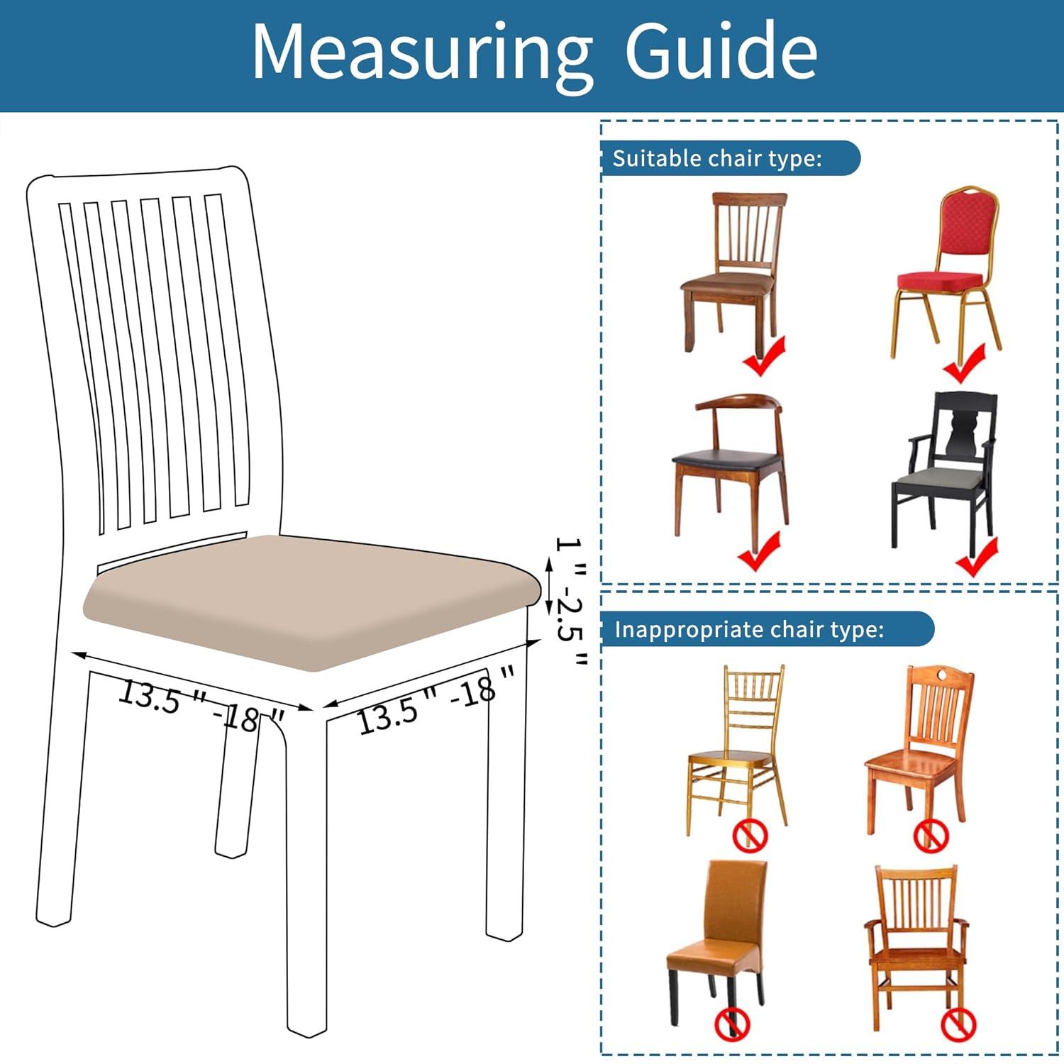 Furrygo Washable 4 Pieces Polyester Dining Chair Slipcovers, Navy