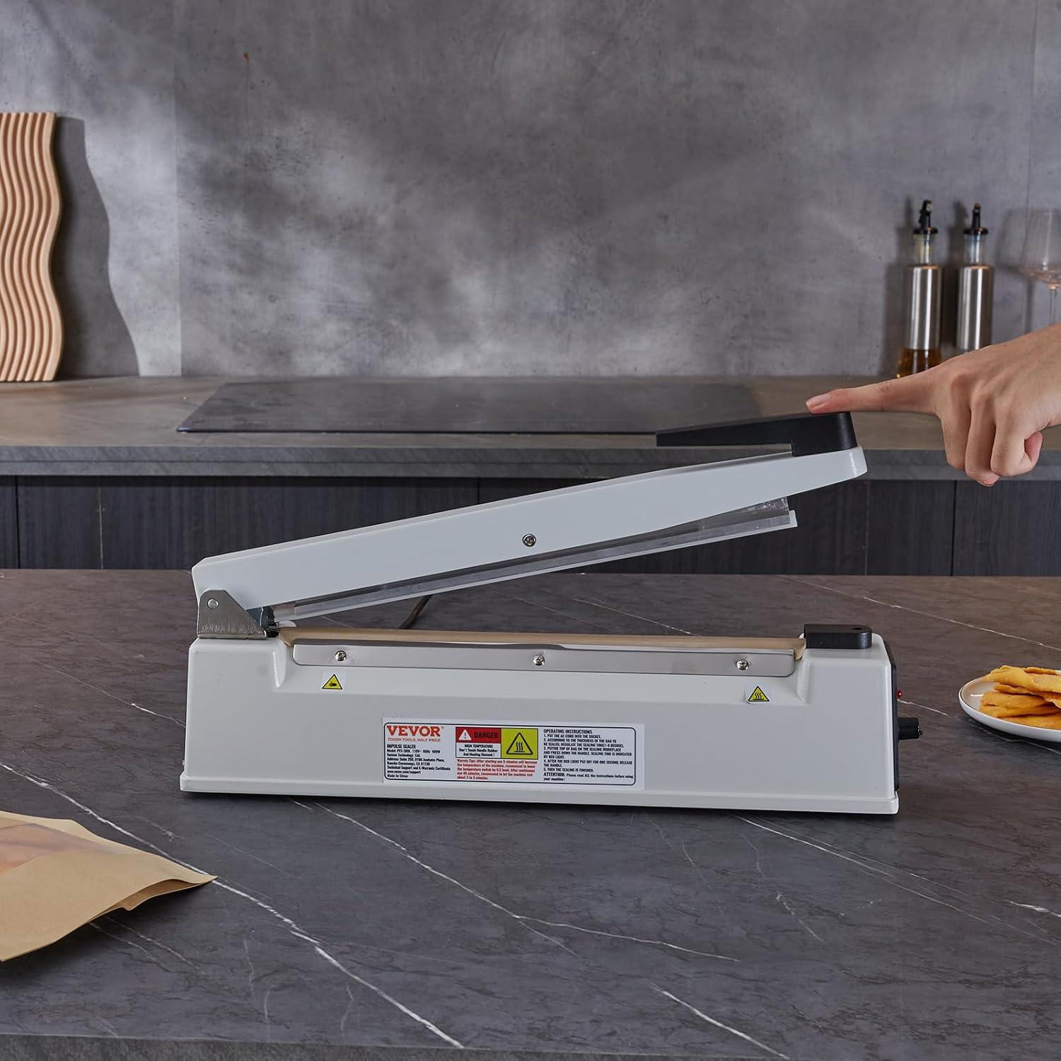 VEVOR VEVOR 12" Aluminum Hand Impulse Heat Sealer Machine Poly Plastic Bags Sealing