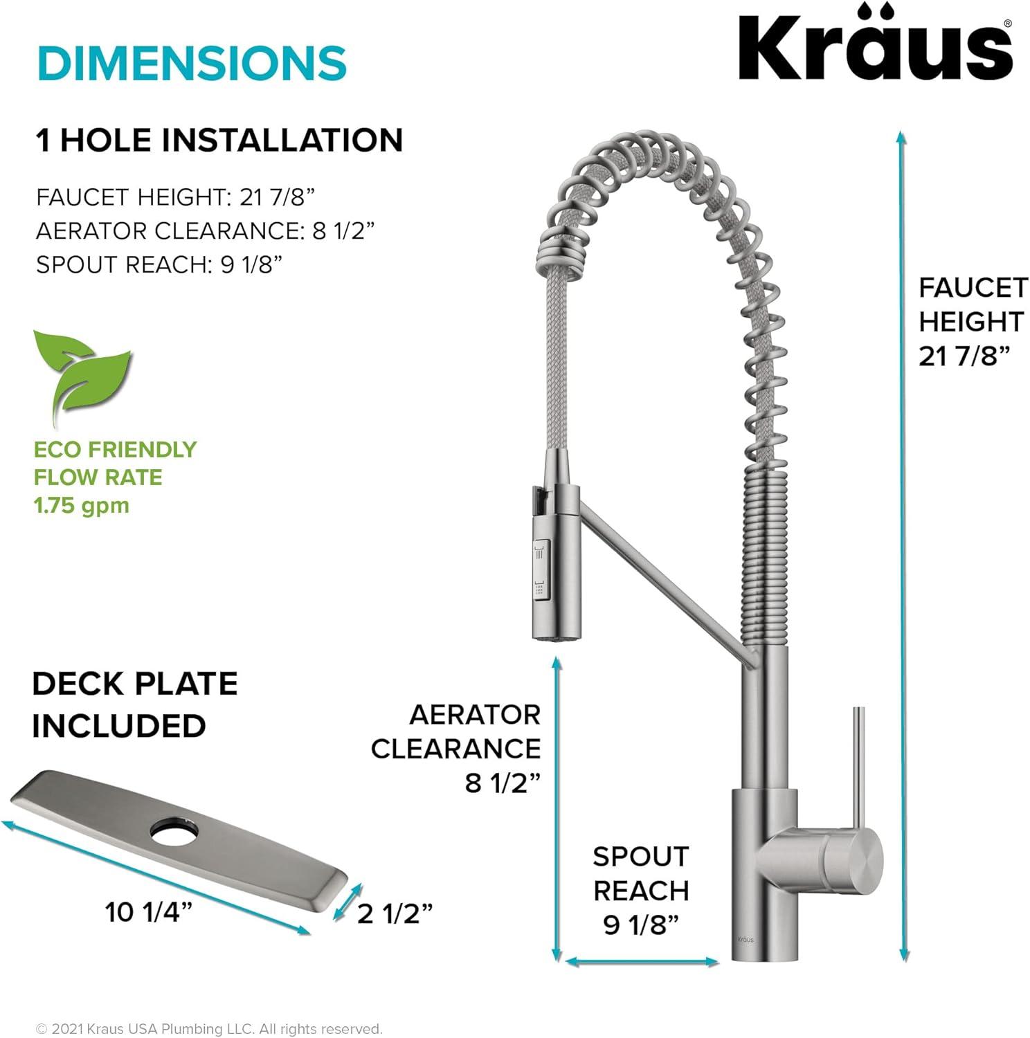 KRAUS Oletto Commercial Style Single Handle Pull Down Kitchen Faucet with QuickDock Top Mount Installation Assembly