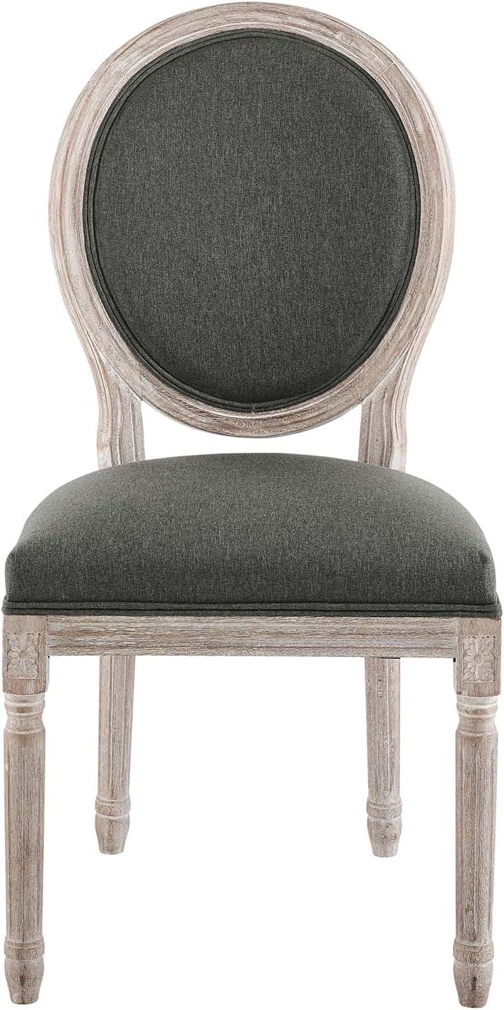 Modway Emanate 19.5" Fabric Dining Side Chair with Oval Back in Natural/Gray