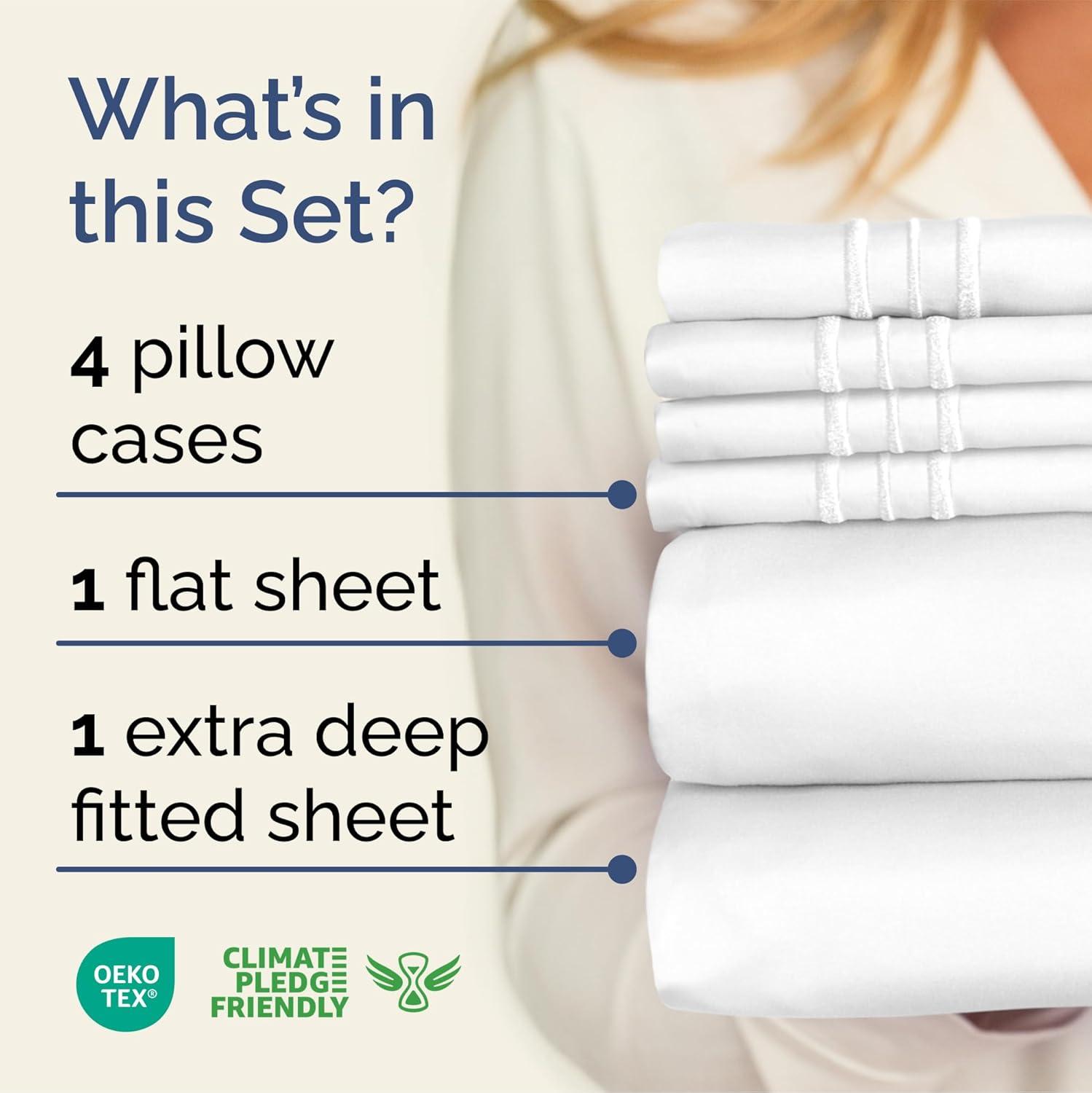 CGK Linens 6 Piece Extra Deep Pocket Ultra Soft & Cooling Sheet Set
