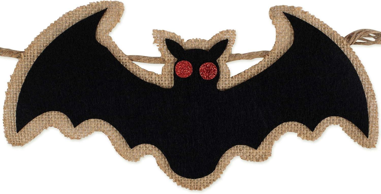 DII 4" Modern Fabric Halloween Bat Pumpkin Garland in Black/Orange