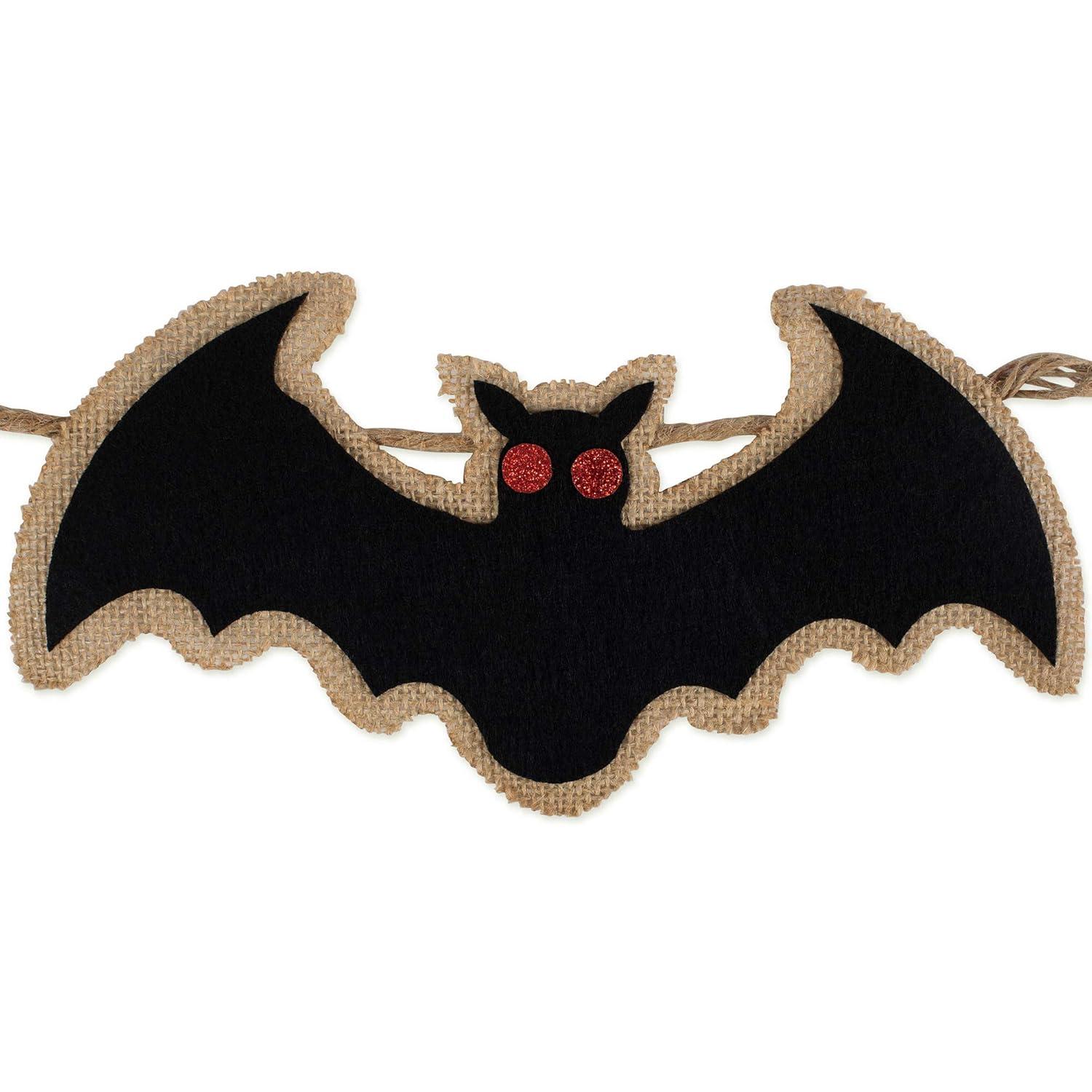 DII 4" Modern Fabric Halloween Bat Pumpkin Garland in Black/Orange