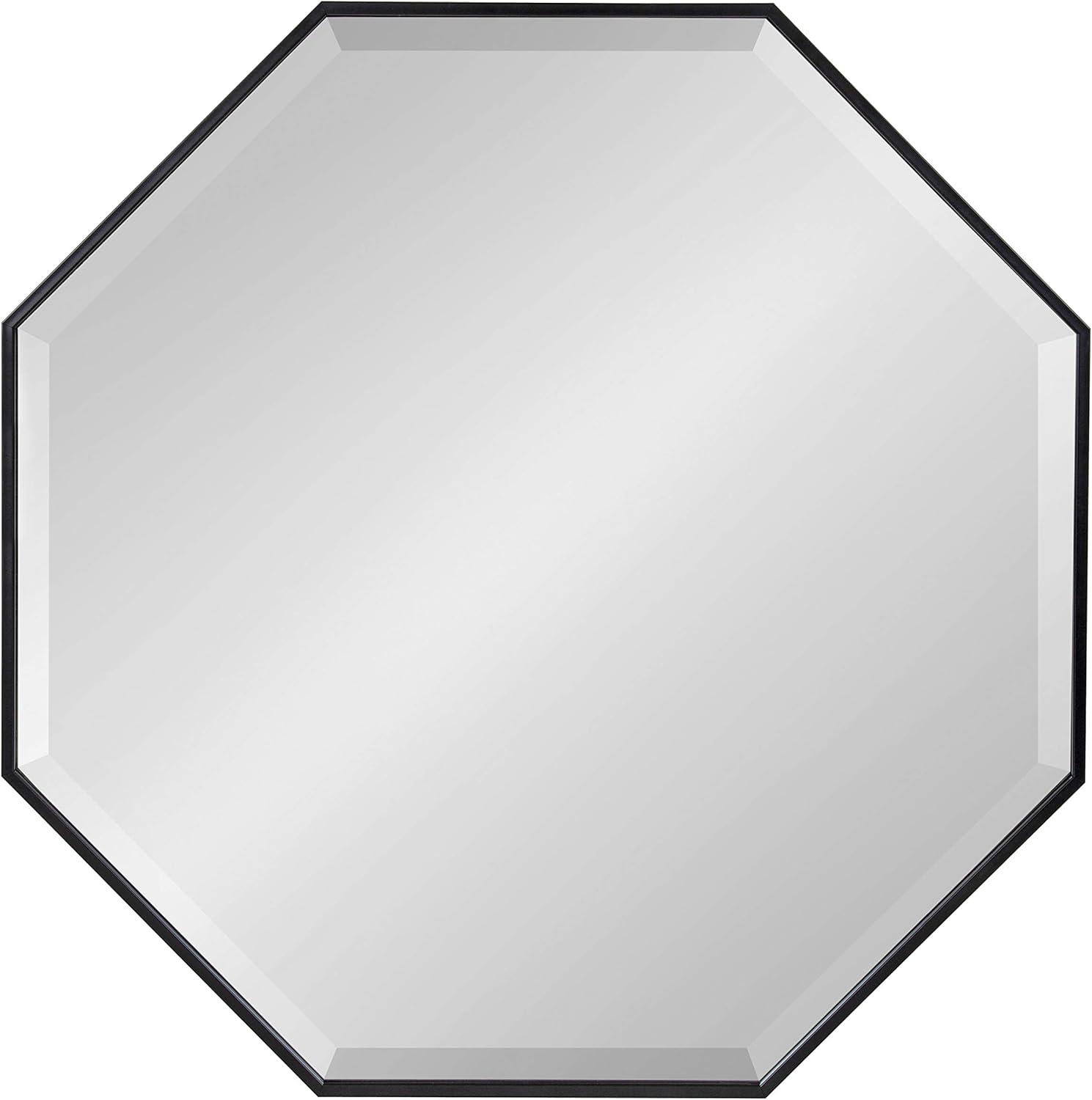 Kate & Laurel All Things Decor 28.7" x 28.7" Rhodes Octagon Wall Mirror Black : Modern, Beveled, Easy to Hang