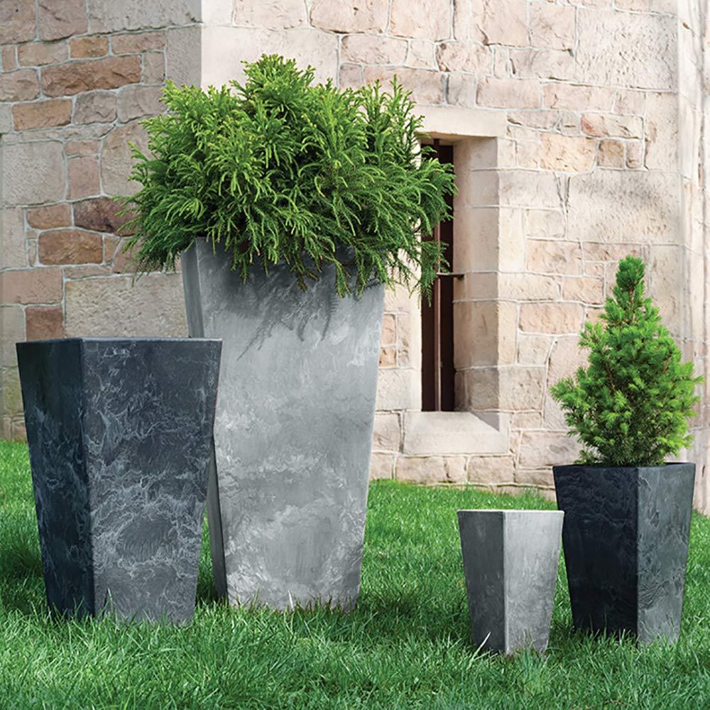 Novelty Ella Artstone Tall Square Plastic Resin Planter with Water Minder System, Black 27.5"