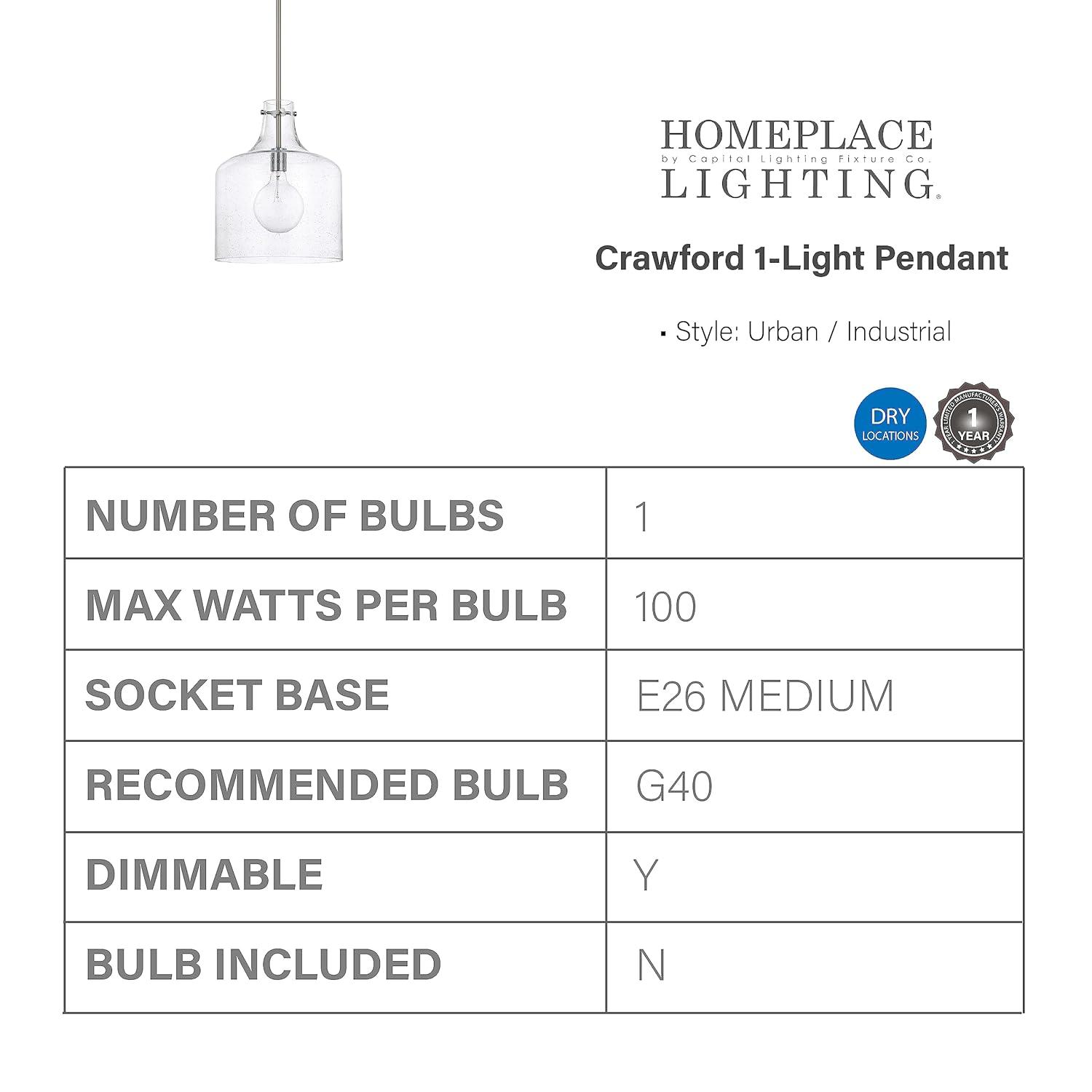 Capital Lighting 325712 1 Light 15" Tall Pendant - Nickel