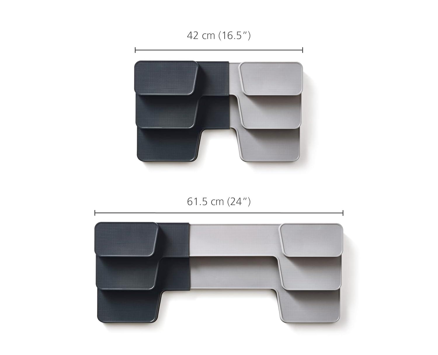 Expandable Gray Polypropylene 3-Tier Shelf Organizer for Cabinets